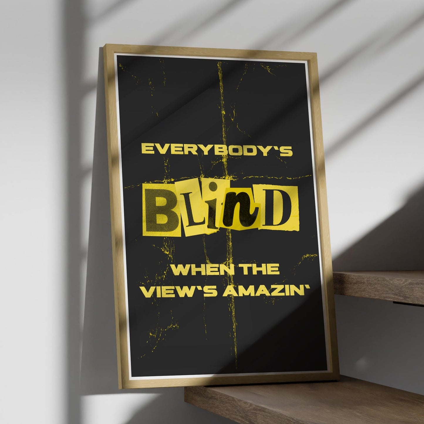 Everybody's Blind Poster - Cut Out: Rap Song-Inspired Print | Wall Art For Music Lover | Stay | Typography Lyric Quote | Modern Home Decor