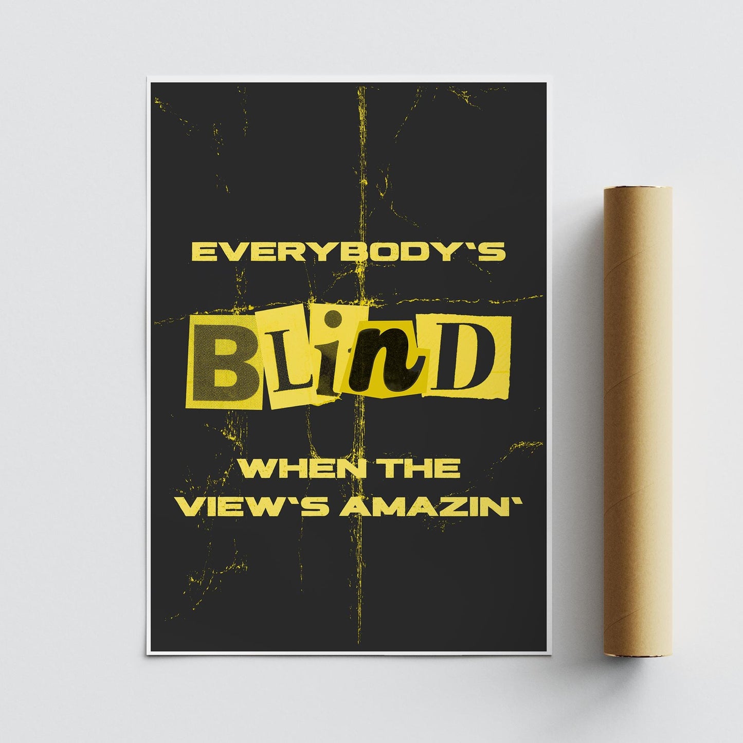Everybody's Blind Poster - Cut Out: Rap Song-Inspired Print | Wall Art For Music Lover | Stay | Typography Lyric Quote | Modern Home Decor