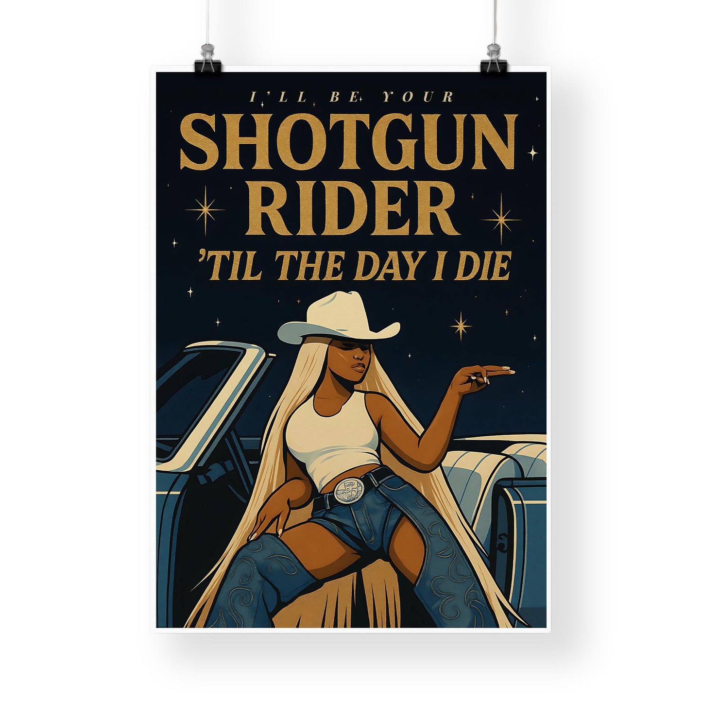 Song Poster - Shotgun Rider  Cowgirl Print | Western Home Decor | Country Wall Art for Music-Inspired Home Decor, Typography Print For Her