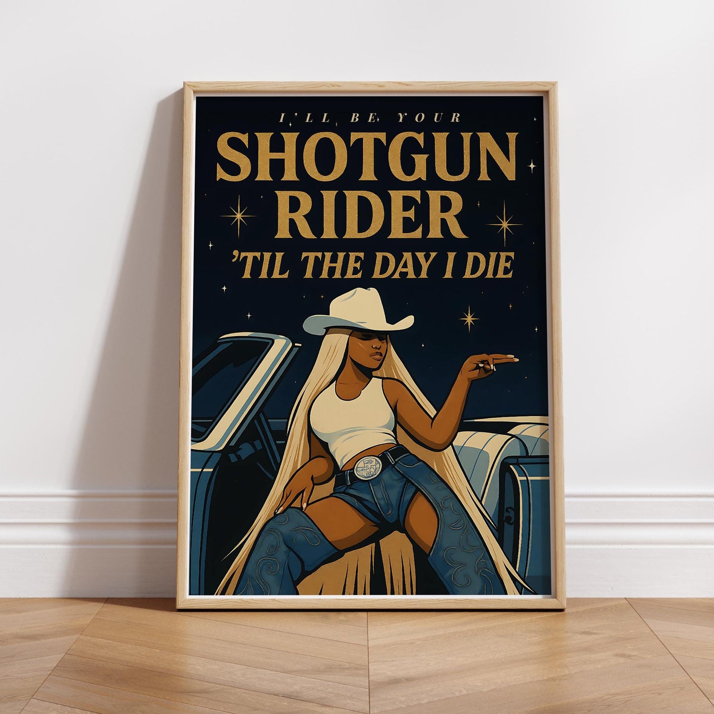 Song Poster - Shotgun Rider  Cowgirl Print | Western Home Decor | Country Wall Art for Music-Inspired Home Decor, Typography Print For Her