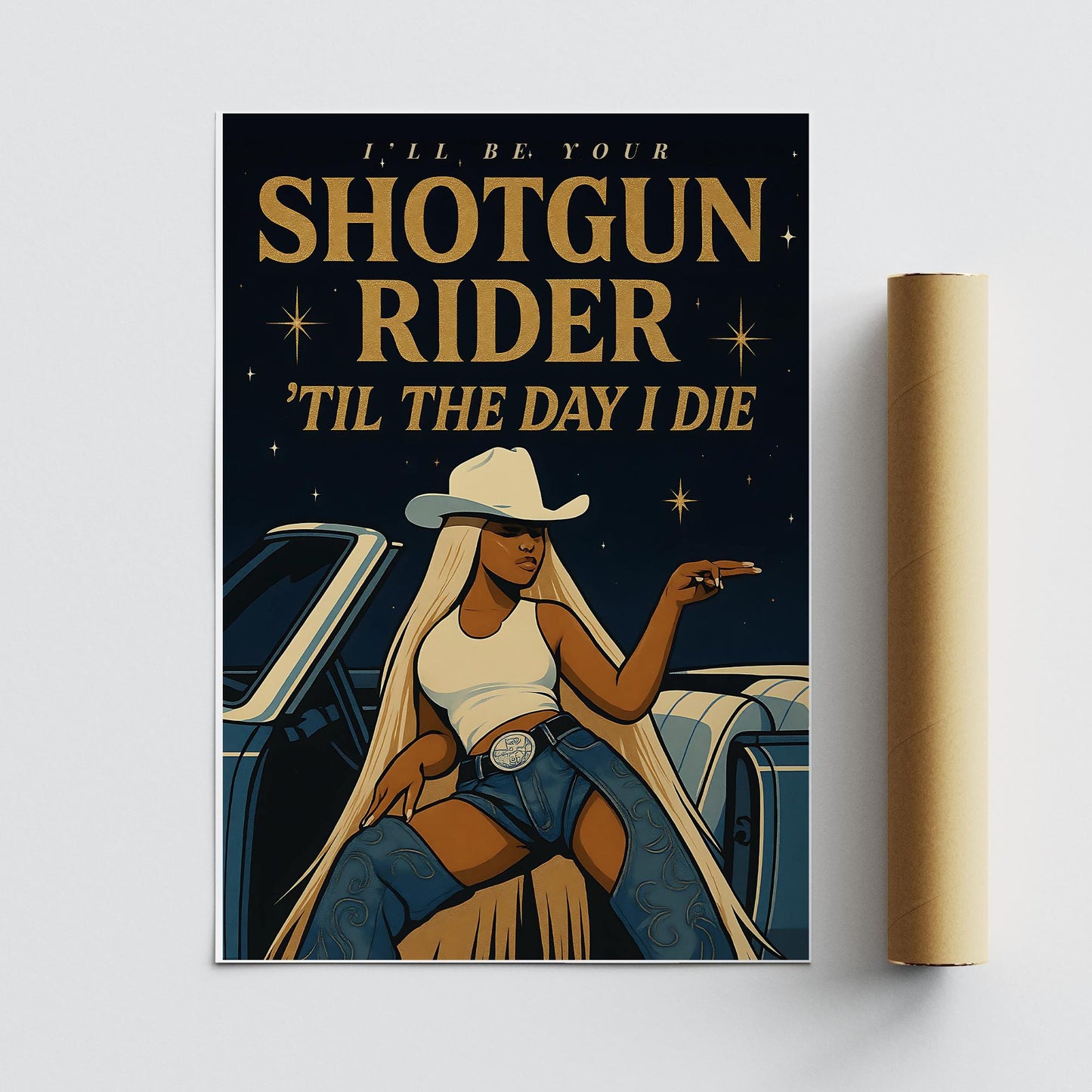 Song Poster - Shotgun Rider  Cowgirl Print | Western Home Decor | Country Wall Art for Music-Inspired Home Decor, Typography Print For Her