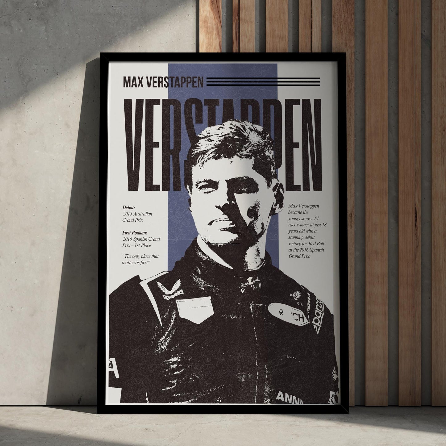 F1 Driver Print - Max Verstappen | Motorsport Poster with Career Highlights | Formula 1 Wall Art for Fans | F1 Gift | Racing Artwork