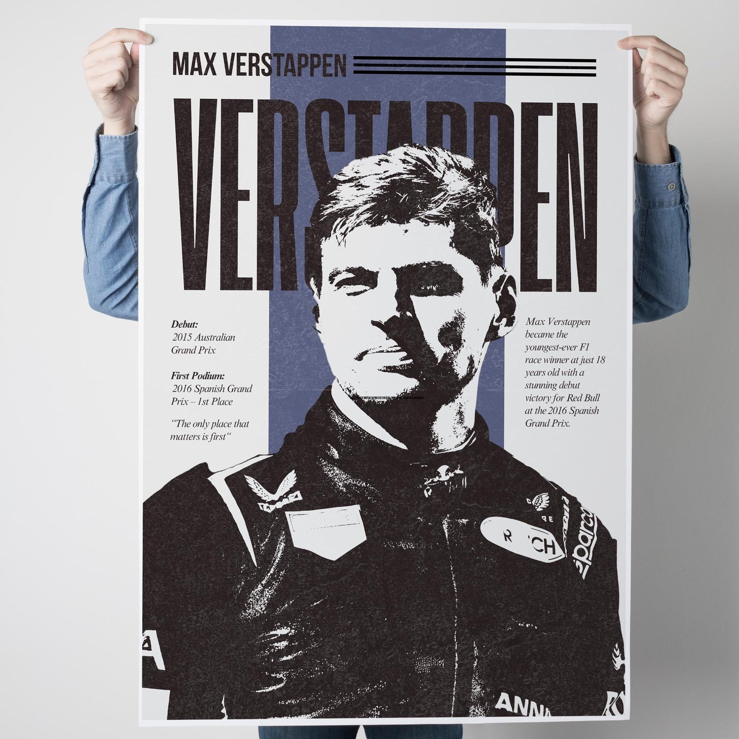 F1 Driver Print - Max Verstappen | Motorsport Poster with Career Highlights | Formula 1 Wall Art for Fans | F1 Gift | Racing Artwork