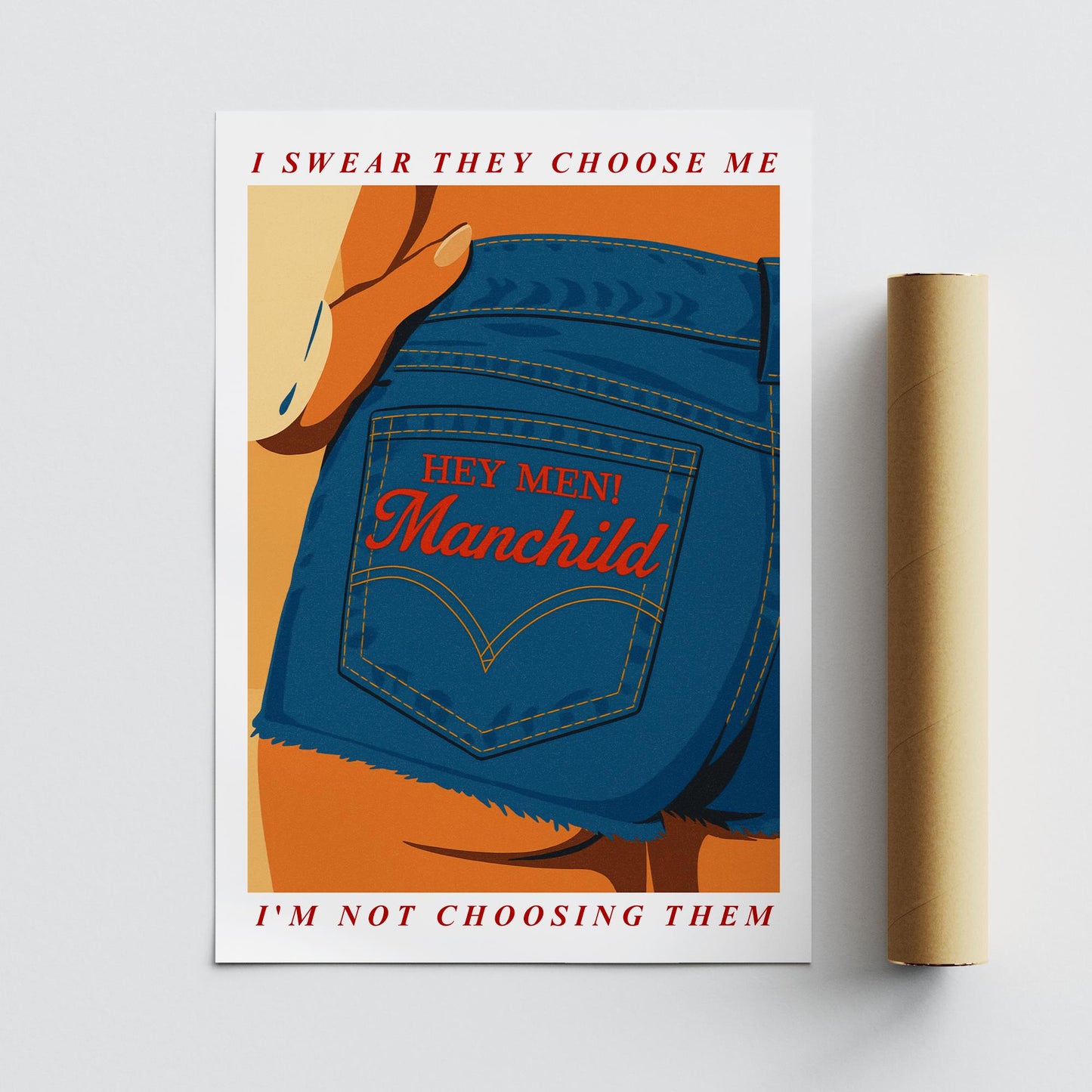 Manchild - Denim Shorts Poster: Pop Lyric-Inspired Print | Music Wall Art | Aesthetic Song Quote Print | Gift for Her | Girly Home Decor