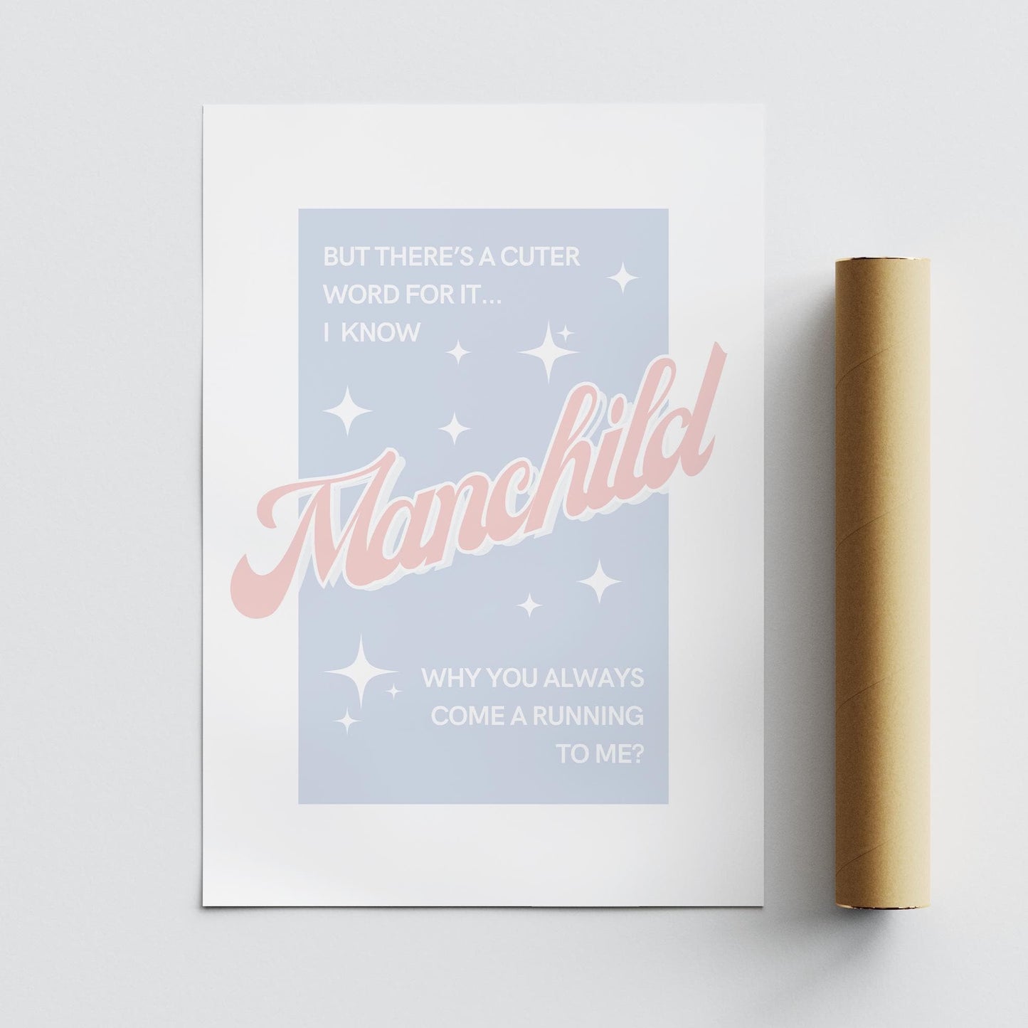 Manchild - Dreamy Retro Poster: Pop Lyric-Inspired Print | Music Wall Art | Aesthetic Song Quote Print | Gift for Her | Girly Home Decor