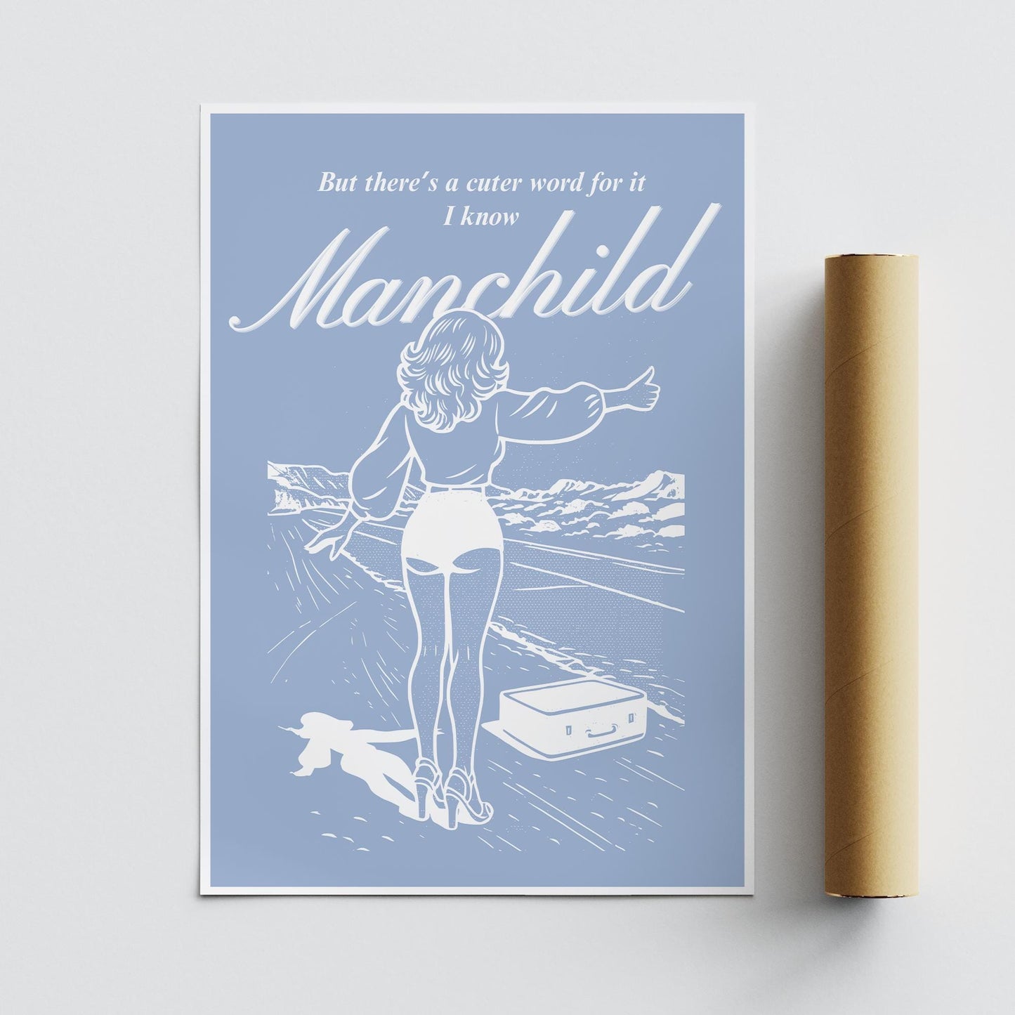 Manchild - Retro Pin-Up Poster: Pop Lyric-Inspired Print | Music Wall Art | Aesthetic Song Quote Print | Gift for Her | Girly Home Decor