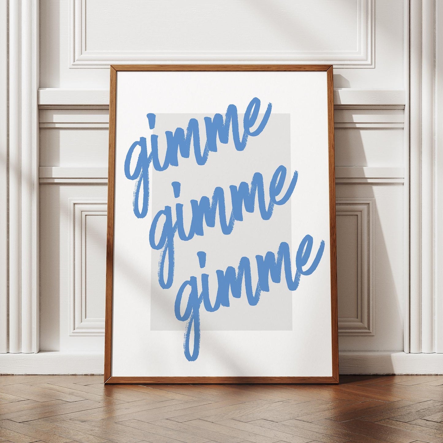 Gimme Gimme Gimme Script Poster  Handwritten-Style Pop Lyric Print for Feminine Décor  Soft Retro Aesthetic Wall Art for Bedroom or Studio