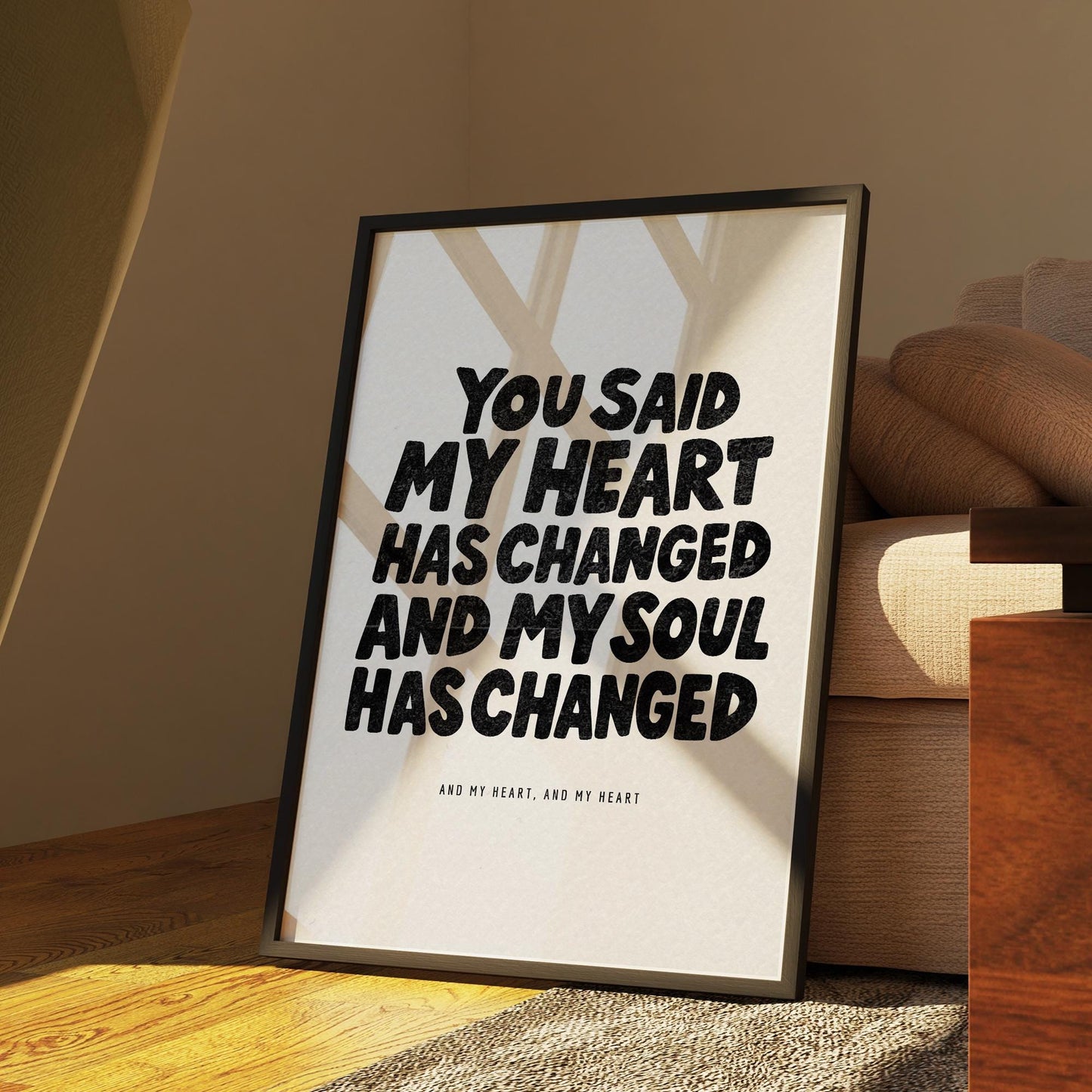 Orange Juice - Bold Lyric-Inspired Wall Art Print  “My Heart Has Changed Indie Music Quote Poster, Typography Poster, Modern Home Decor