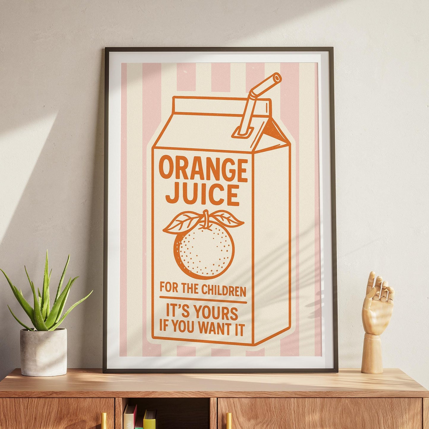 Orange Juice Lyric-Inspired Wall Art Print - Carton: Illustrated Indie Music Quote Poster for Kitchen or Living Room, Modern Home Decor
