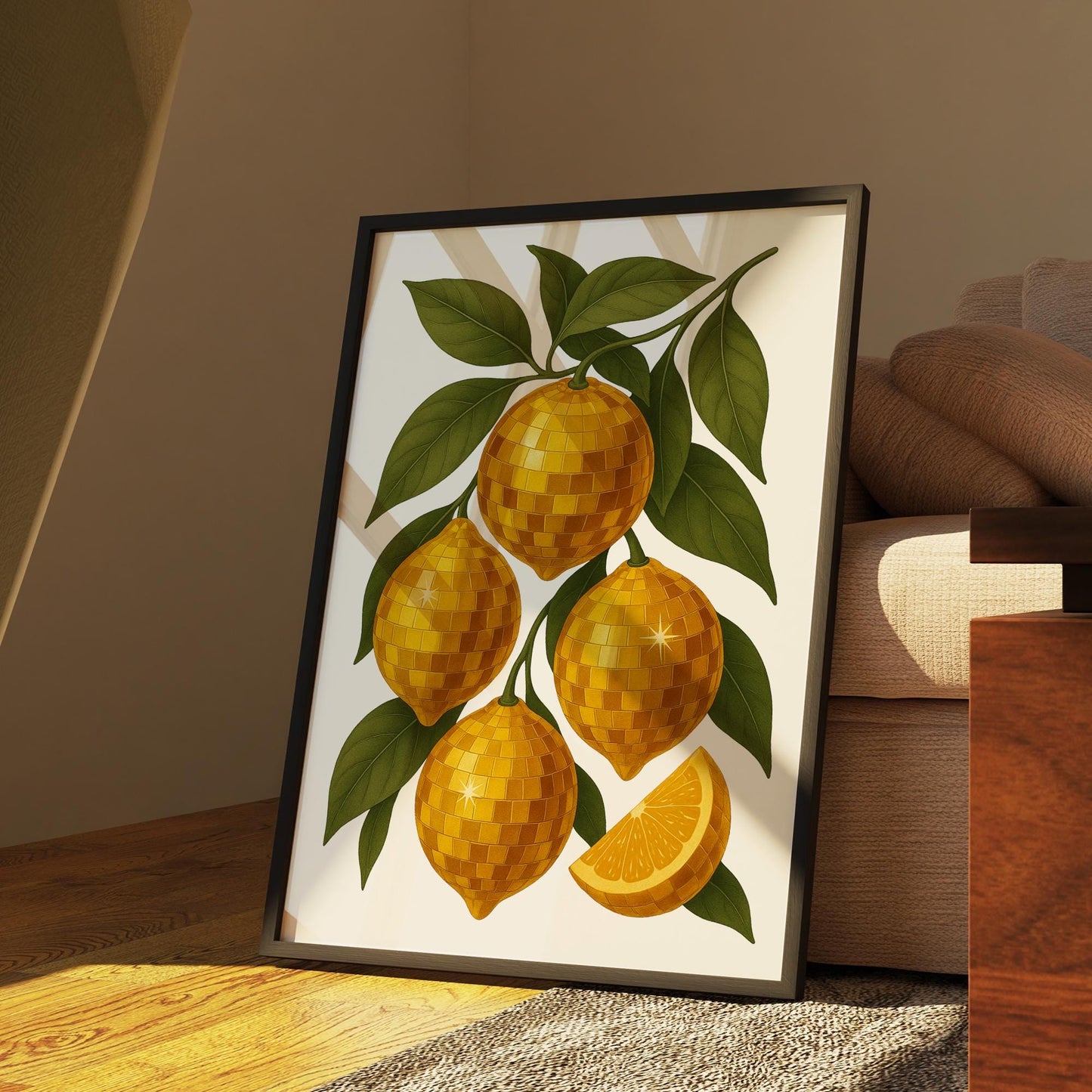 Disco Lemon Wall Art Print  Funky Retro Fruit Poster with Mirrorball Lemons  70s Aesthetic, Gallery Wall Art, Kitchen or Home Decor Gift