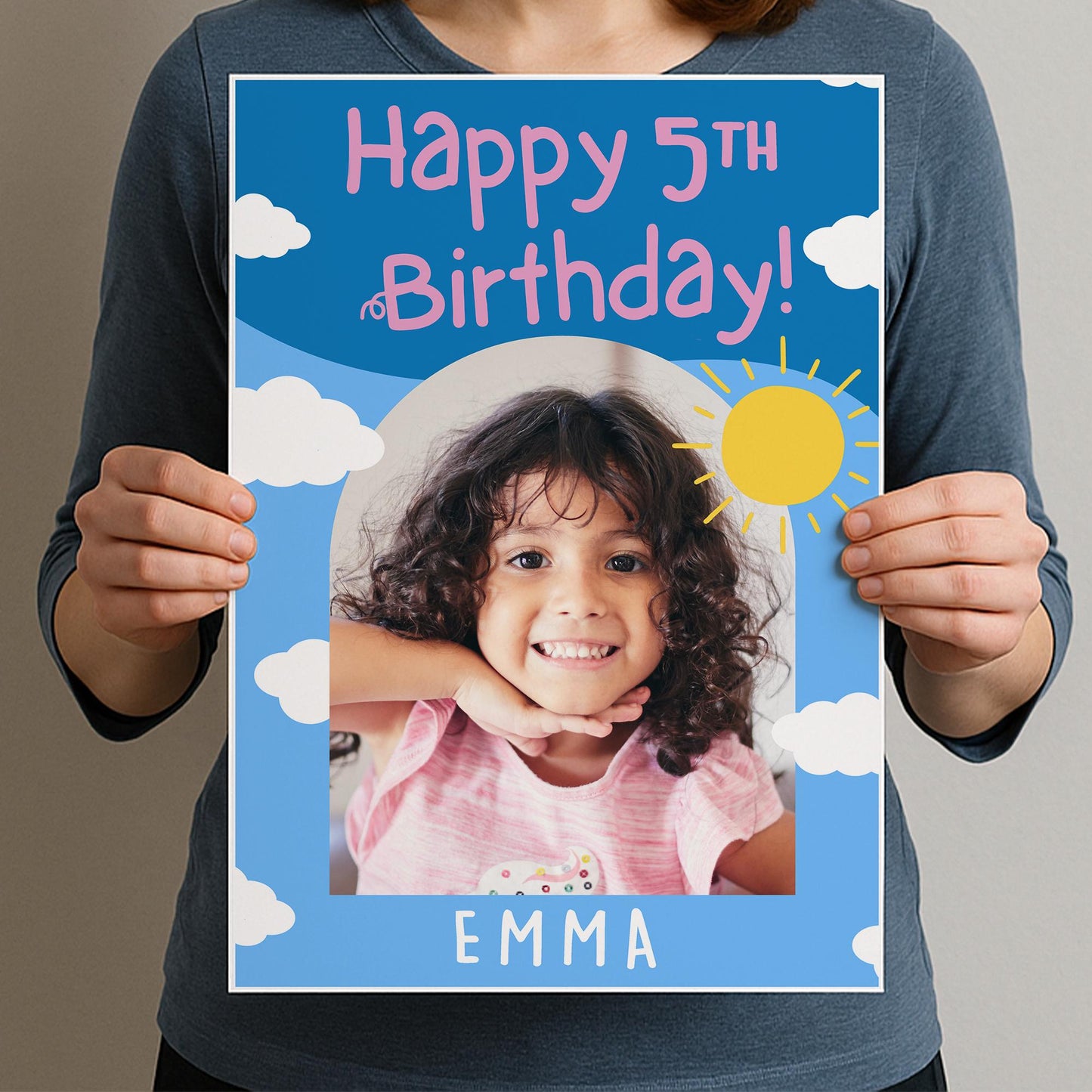 Personalised  Little Pig Birthday Banner: Custom Photo Poster with Name - Cartoon TV Show-Inspired Birthday Party decor for Young Kids