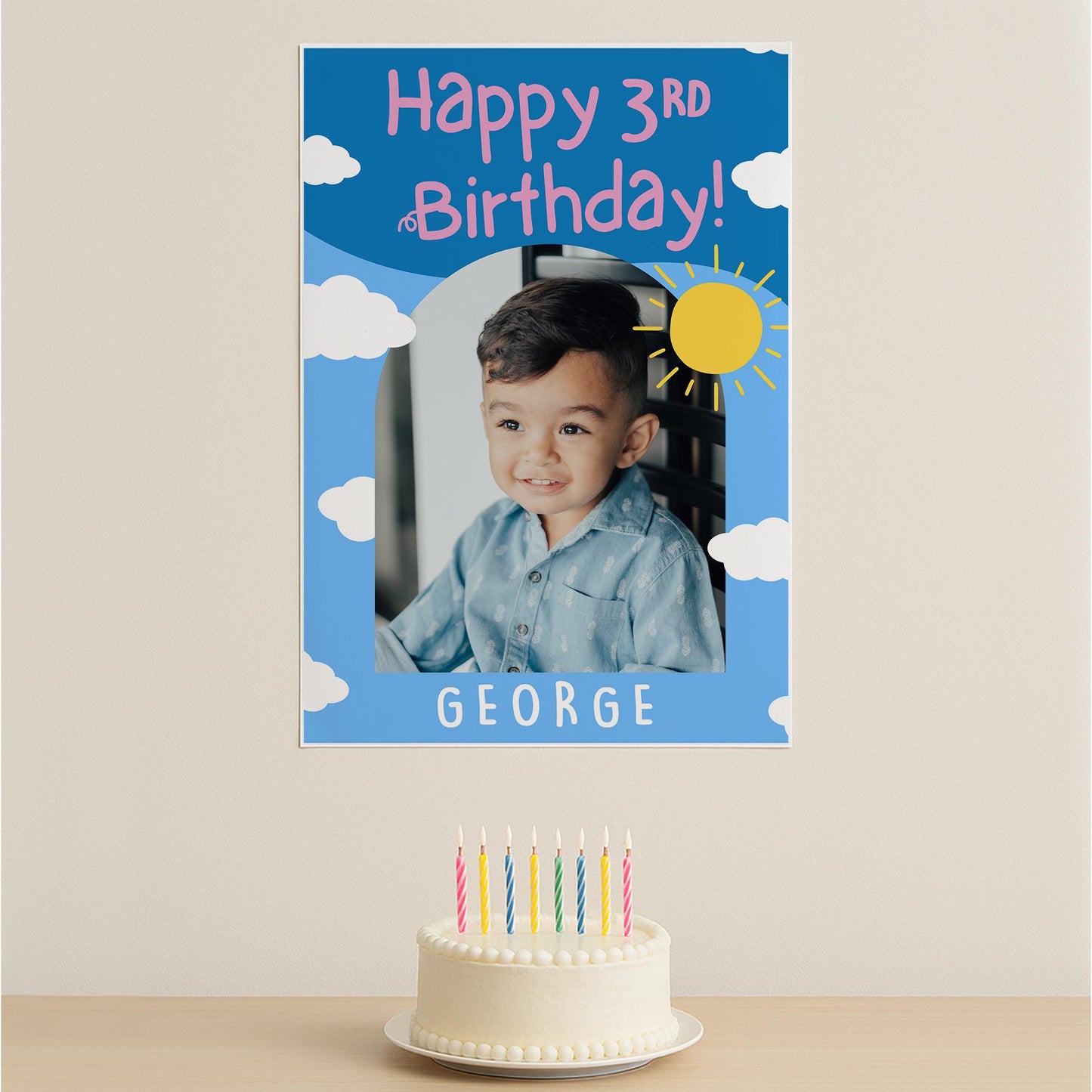 Personalised  Little Pig Birthday Banner: Custom Photo Poster with Name - Cartoon TV Show-Inspired Birthday Party decor for Young Kids