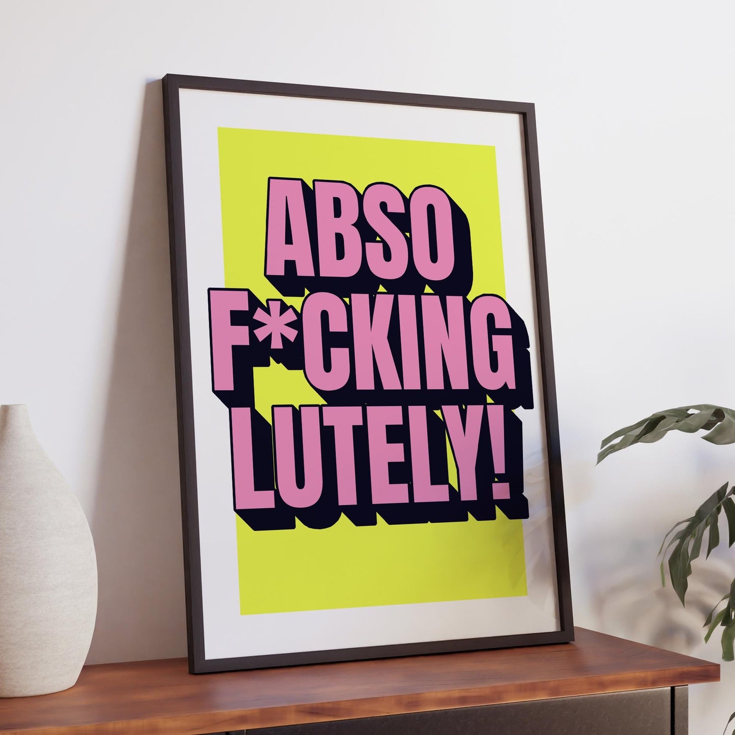 Abso-F*cking-Lutely Bold Neon Wall Art Poster Print  Funny Quote Typography Artwork Home Decor  Motivational Swear Word Gift