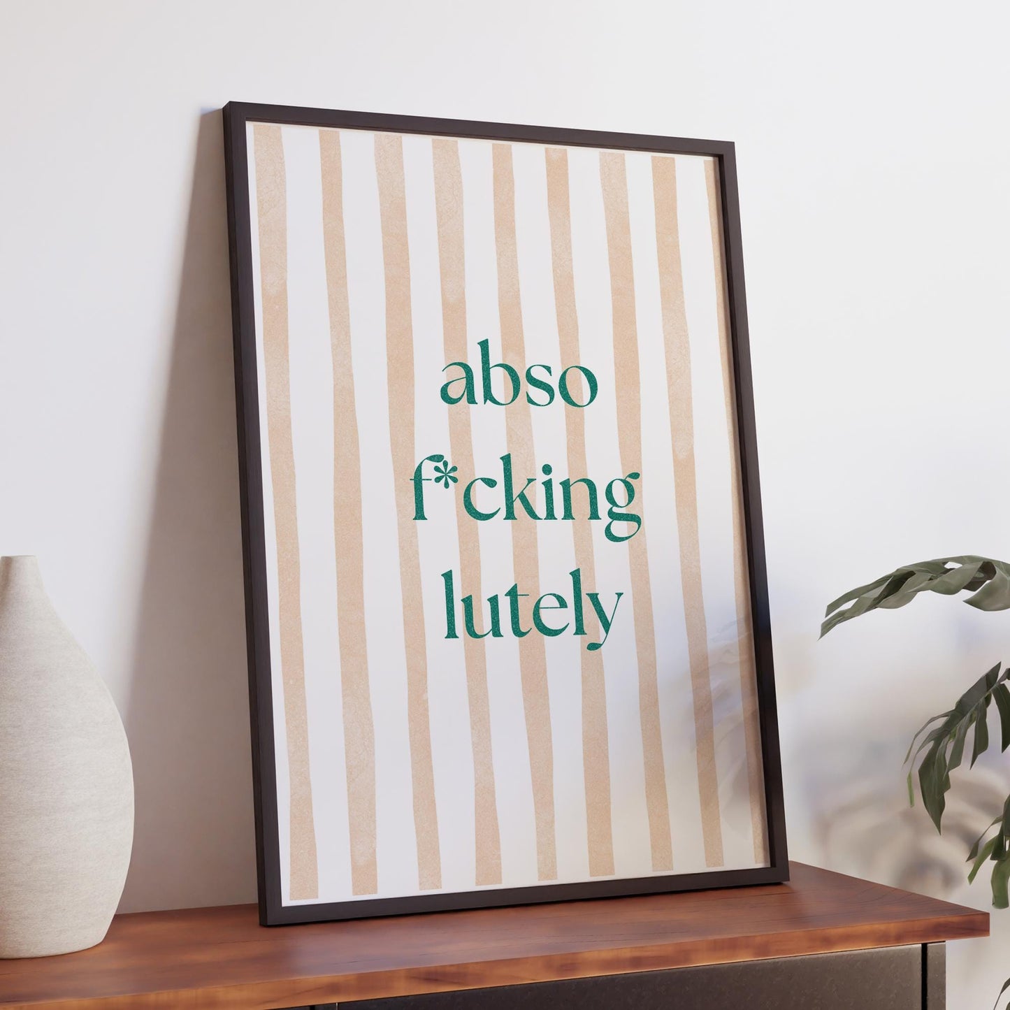 Abso-F*cking-Lutely Stripes Minimalist Poster  Typography Quote Wall Art  Funny Elegant Swear Print   Aesthetic Home Decor