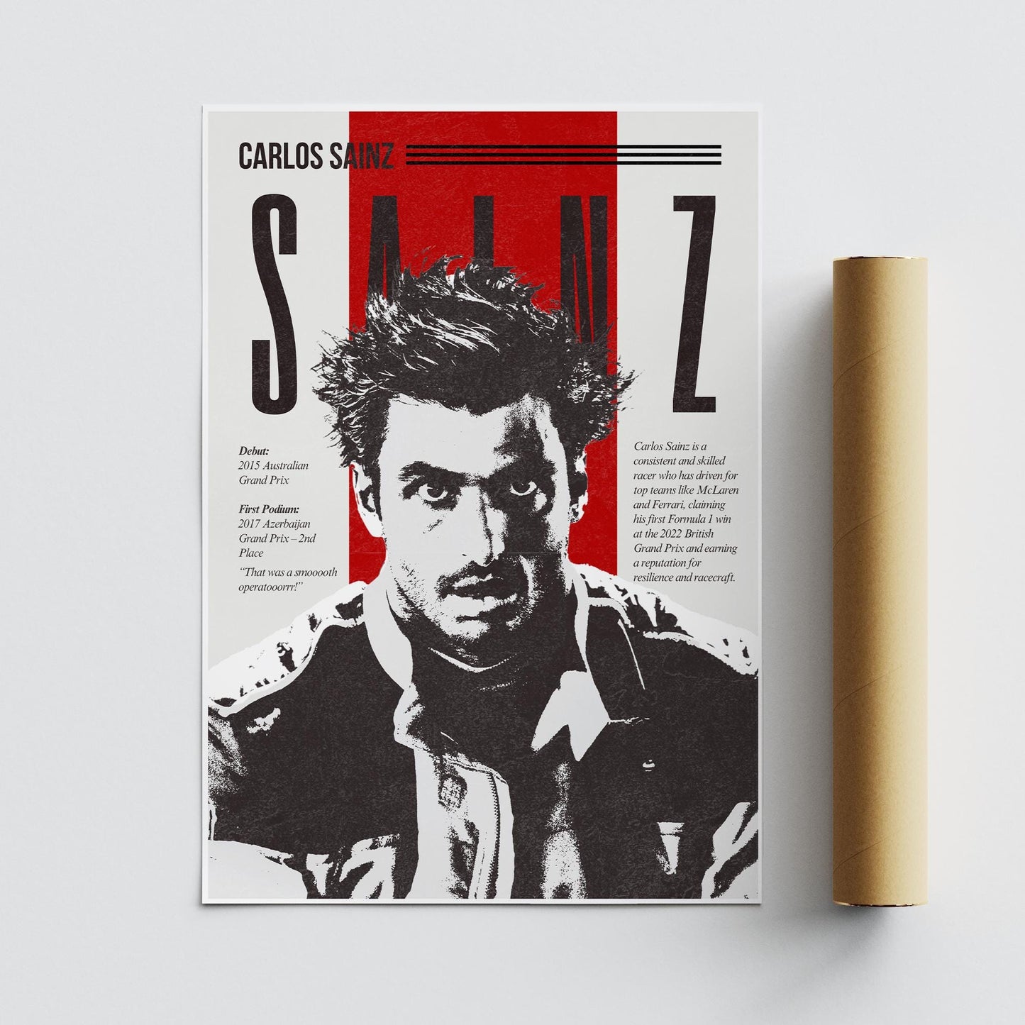 F1 Driver Print - Carlos Sainz | Motorsport Poster with Highlights | Formula 1 Wall Art for Fans | F1 Gift | Racing Art | Smooth Operator