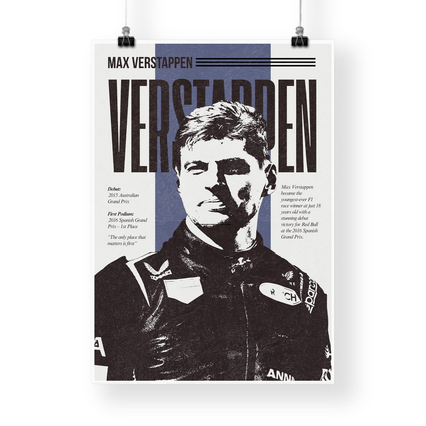 F1 Driver Print - Max Verstappen | Motorsport Poster with Career Highlights | Formula 1 Wall Art for Fans | F1 Gift | Racing Artwork