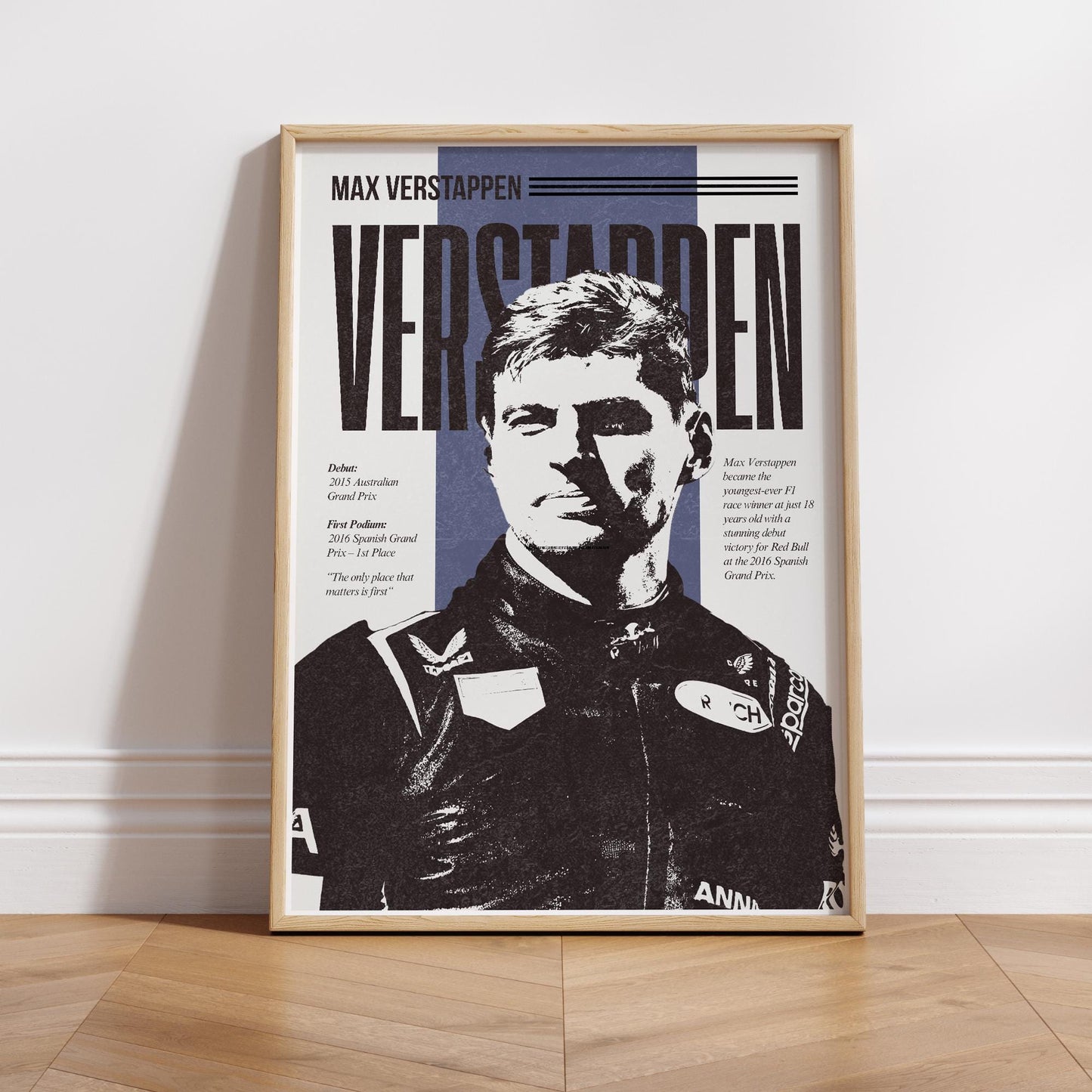 F1 Driver Print - Max Verstappen | Motorsport Poster with Career Highlights | Formula 1 Wall Art for Fans | F1 Gift | Racing Artwork