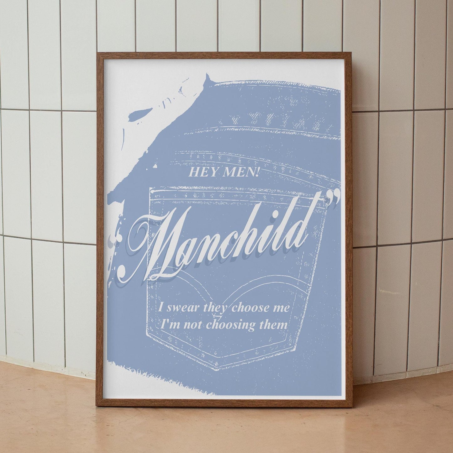 Manchild - Denim Pocket Poster: Pop Lyric-Inspired Print | Music Wall Art | Aesthetic Song Quote Print | Gift for Her | Girly Home Decor