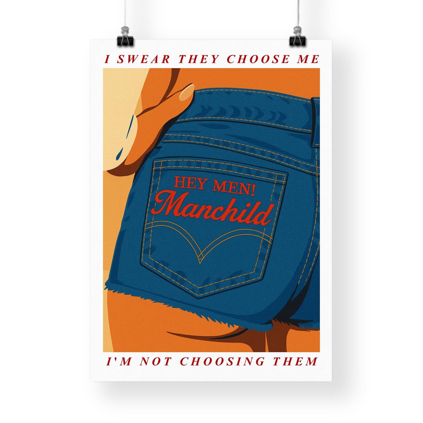 Manchild - Denim Shorts Poster: Pop Lyric-Inspired Print | Music Wall Art | Aesthetic Song Quote Print | Gift for Her | Girly Home Decor