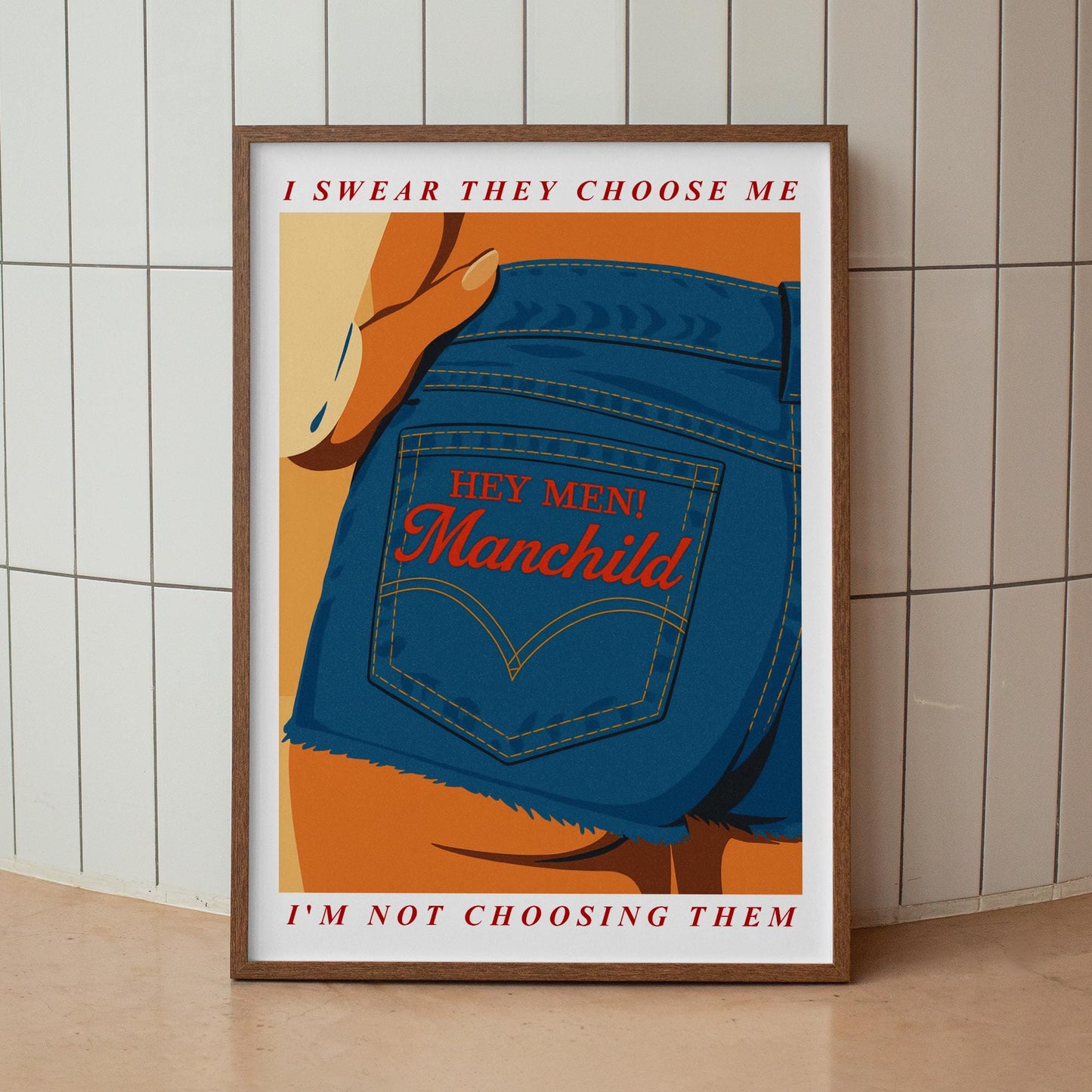 Manchild - Denim Shorts Poster: Pop Lyric-Inspired Print | Music Wall Art | Aesthetic Song Quote Print | Gift for Her | Girly Home Decor