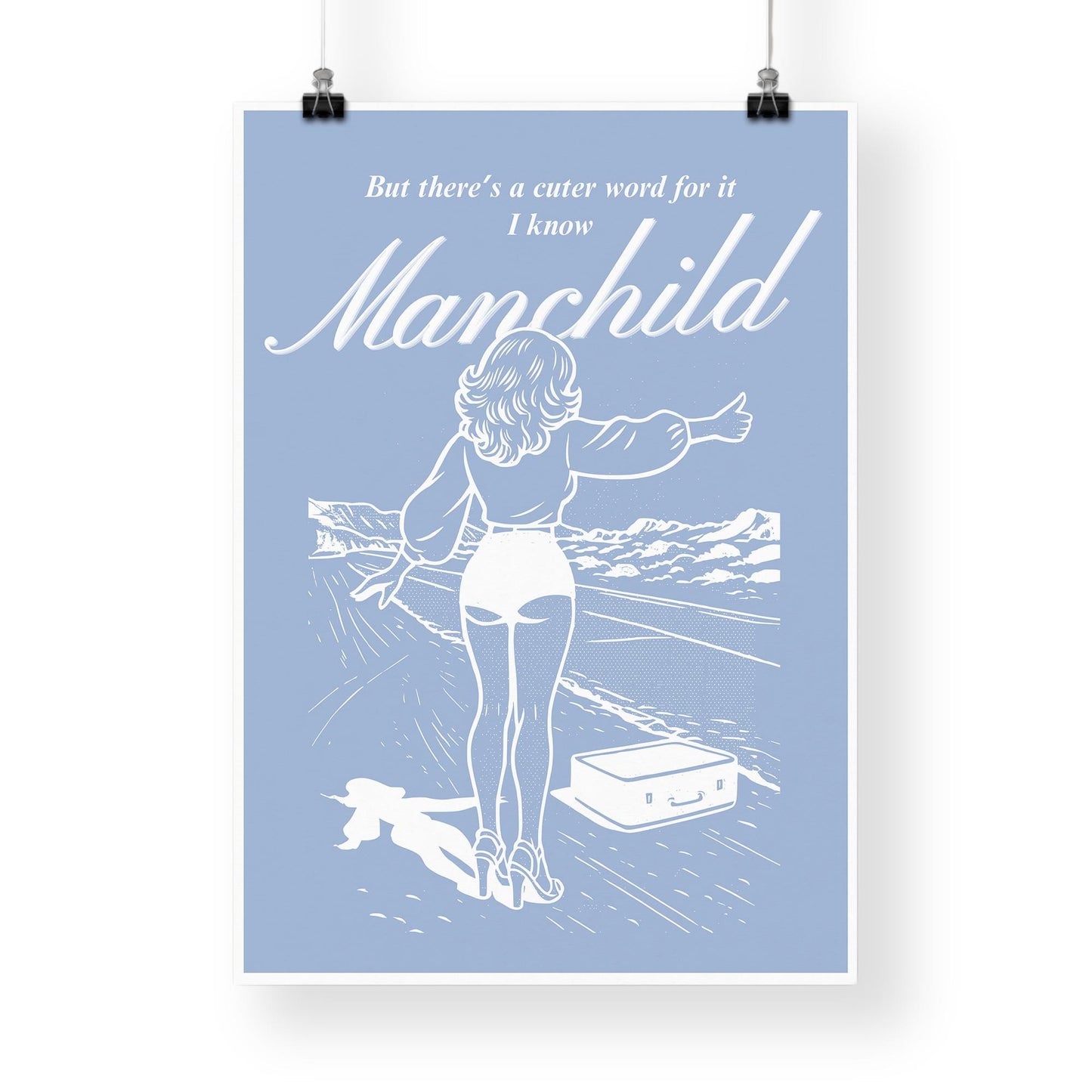 Manchild - Retro Pin-Up Poster: Pop Lyric-Inspired Print | Music Wall Art | Aesthetic Song Quote Print | Gift for Her | Girly Home Decor