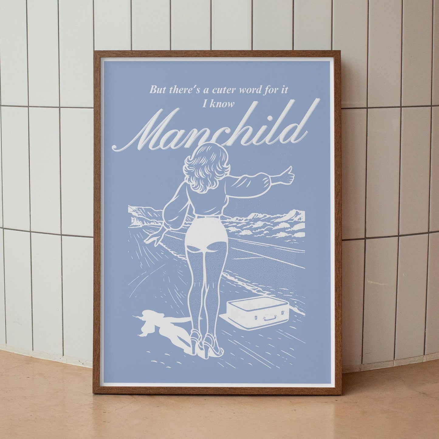 Manchild - Retro Pin-Up Poster: Pop Lyric-Inspired Print | Music Wall Art | Aesthetic Song Quote Print | Gift for Her | Girly Home Decor