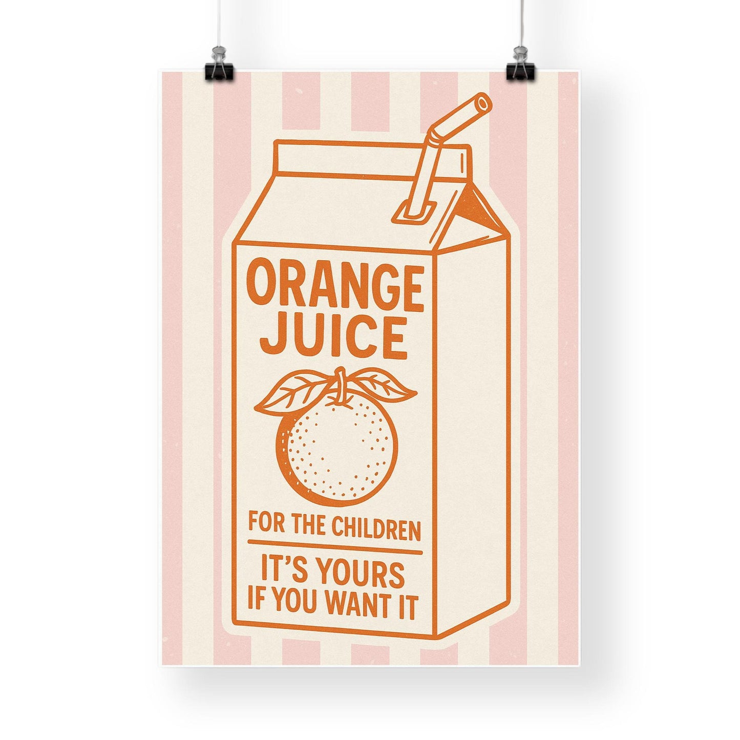 Orange Juice Lyric-Inspired Wall Art Print - Carton: Illustrated Indie Music Quote Poster for Kitchen or Living Room, Modern Home Decor