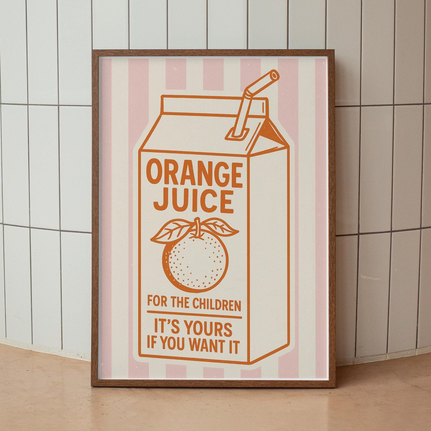 Orange Juice Lyric-Inspired Wall Art Print - Carton: Illustrated Indie Music Quote Poster for Kitchen or Living Room, Modern Home Decor