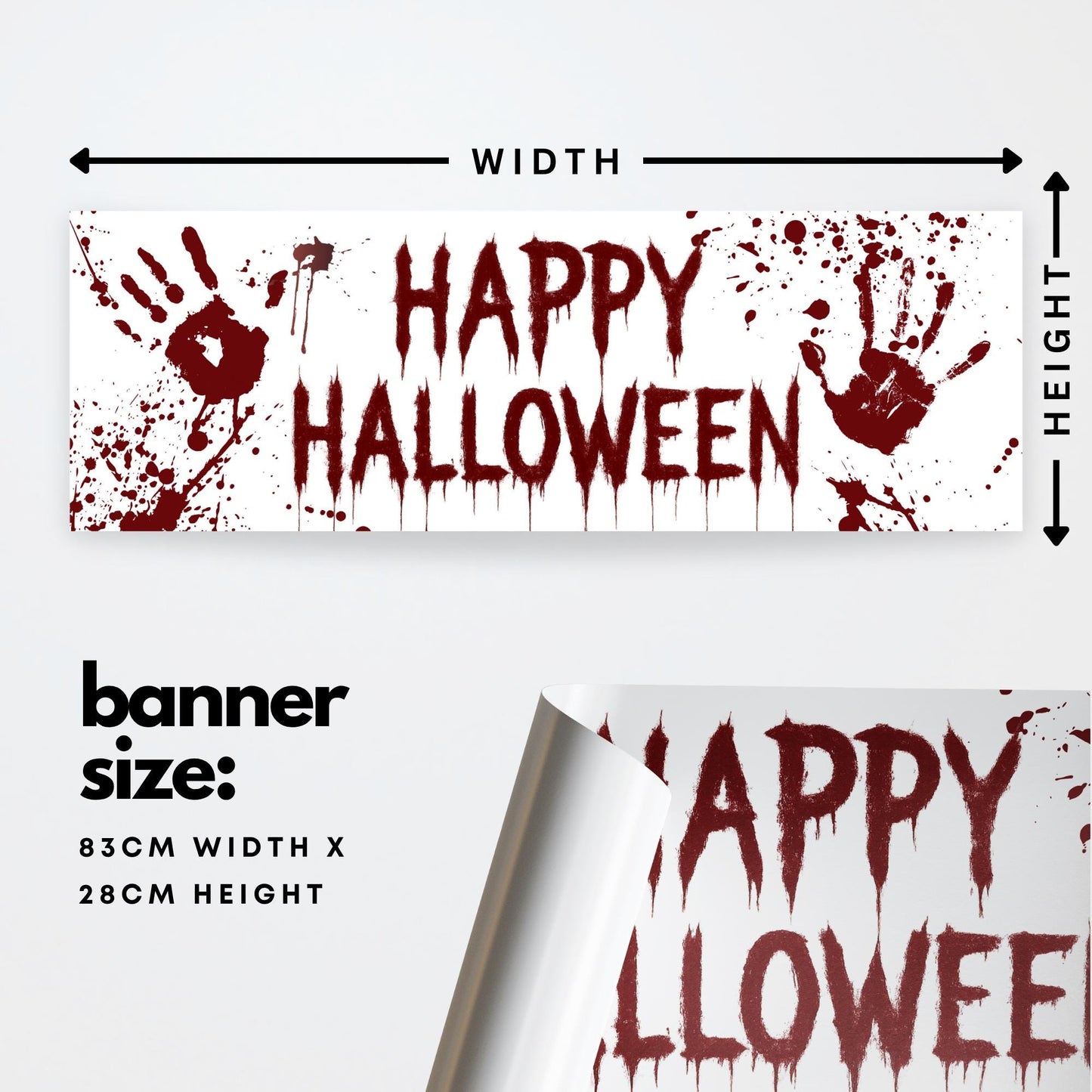 Happy Halloween Banner  Bloody: Halloween Decor, Haunted House Party Decoration, Spooky Photo Backdrop - Horror Themed Blood Splatter Sign