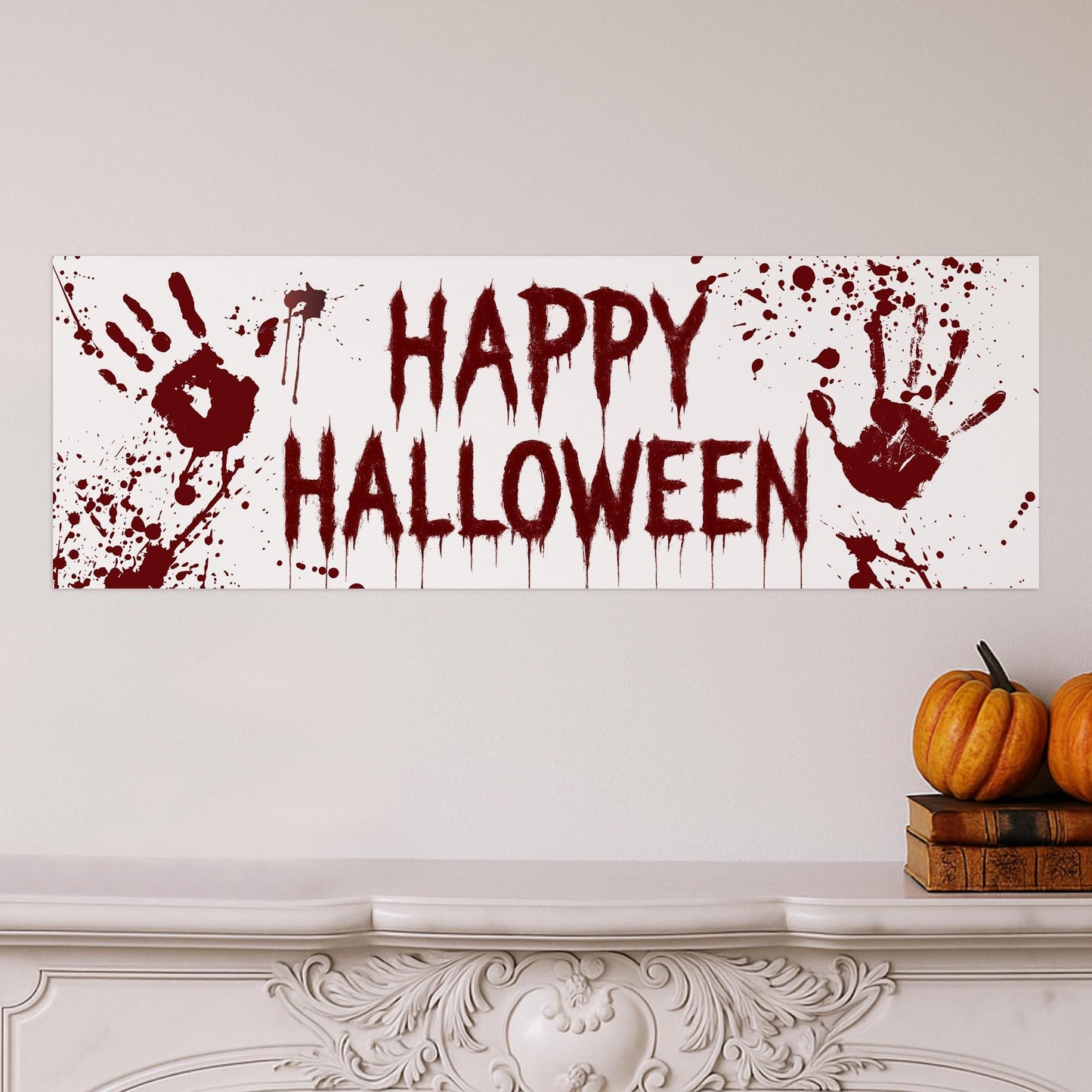 Happy Halloween Banner  Bloody: Halloween Decor, Haunted House Party Decoration, Spooky Photo Backdrop - Horror Themed Blood Splatter Sign