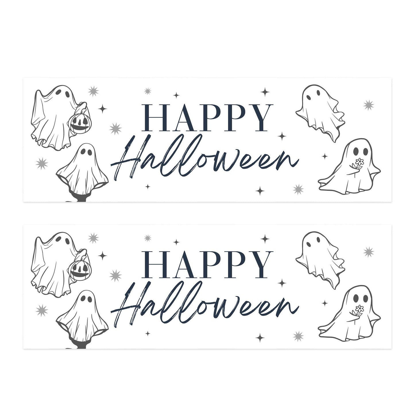 Happy Halloween Banner  Cute Ghost: Halloween Decor, Haunted House Party Decoration, Spooky Kid-Friendly Photo Backdrop