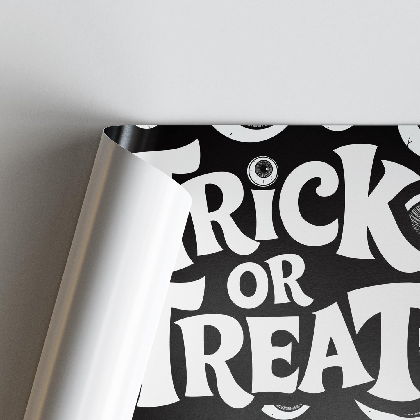 Halloween Trick or Treat Banner  Eyeball Creepy Design  Halloween Party Decoration   Photo Backdrop  Seasonal Decor Trick or Treat Sign