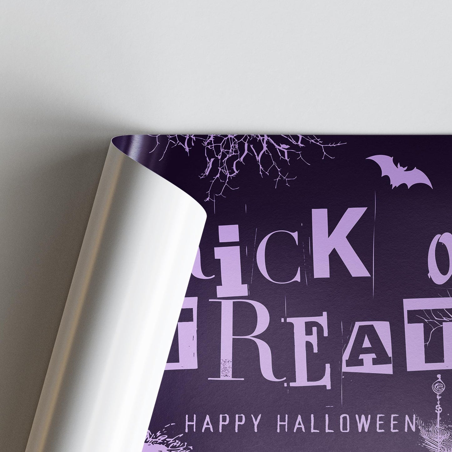 Halloween Trick or Treat Banner  Haunted House Design  Spooky Purple Halloween Party Decoration   Photo Backdrop  Seasonal Decor