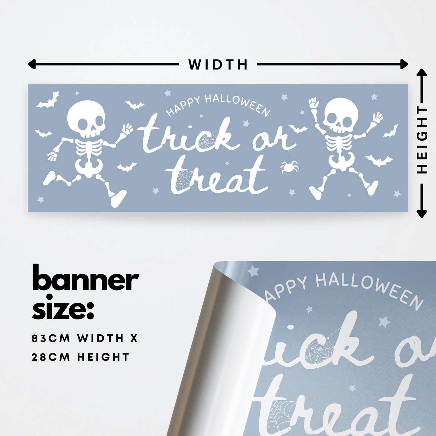 Halloween Trick or Treat Banner  Fun Skeletons  Kid Friendly Halloween Party Decoration   Photo Backdrop  Decor  Trick or Treat Sign
