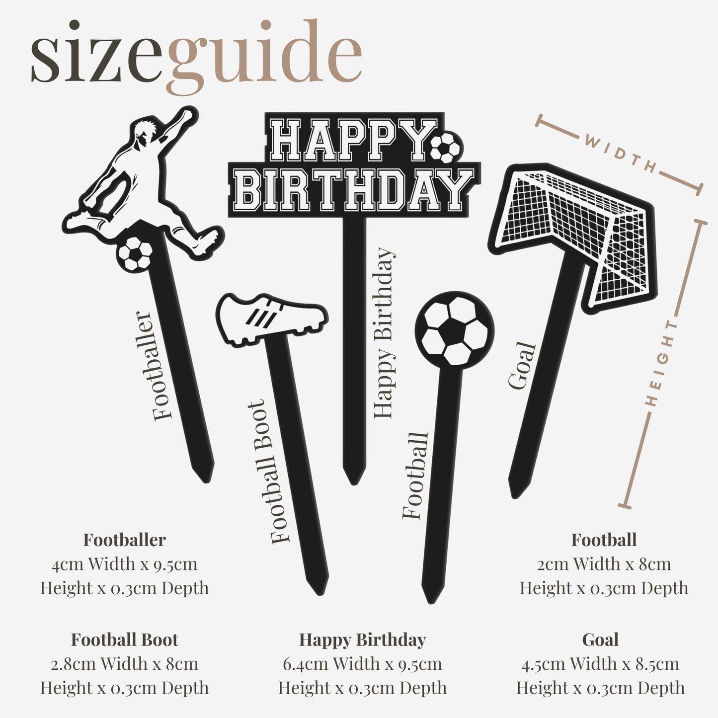 Birthday Cake Topper Set  Football Themed: 5 Piece Acrylic Cake Decoration Kit  Cool Birthday Party Decor  for Kids, Boys & Sports Fans