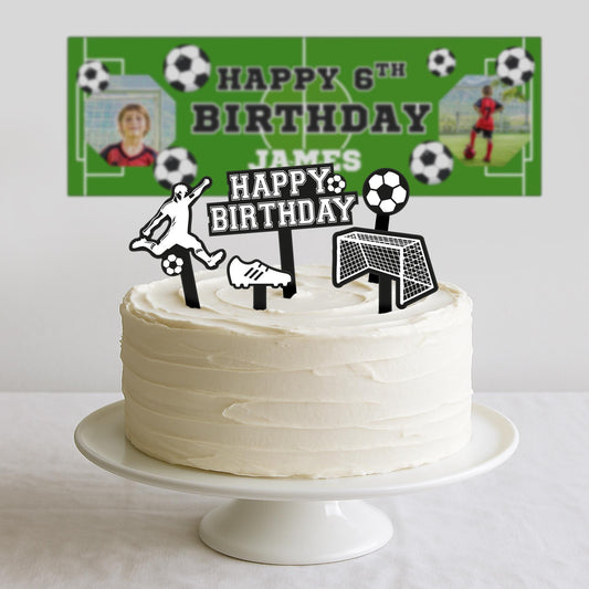 Birthday Cake Topper Set  Football Themed: 5 Piece Acrylic Cake Decoration Kit  Cool Birthday Party Decor  for Kids, Boys & Sports Fans