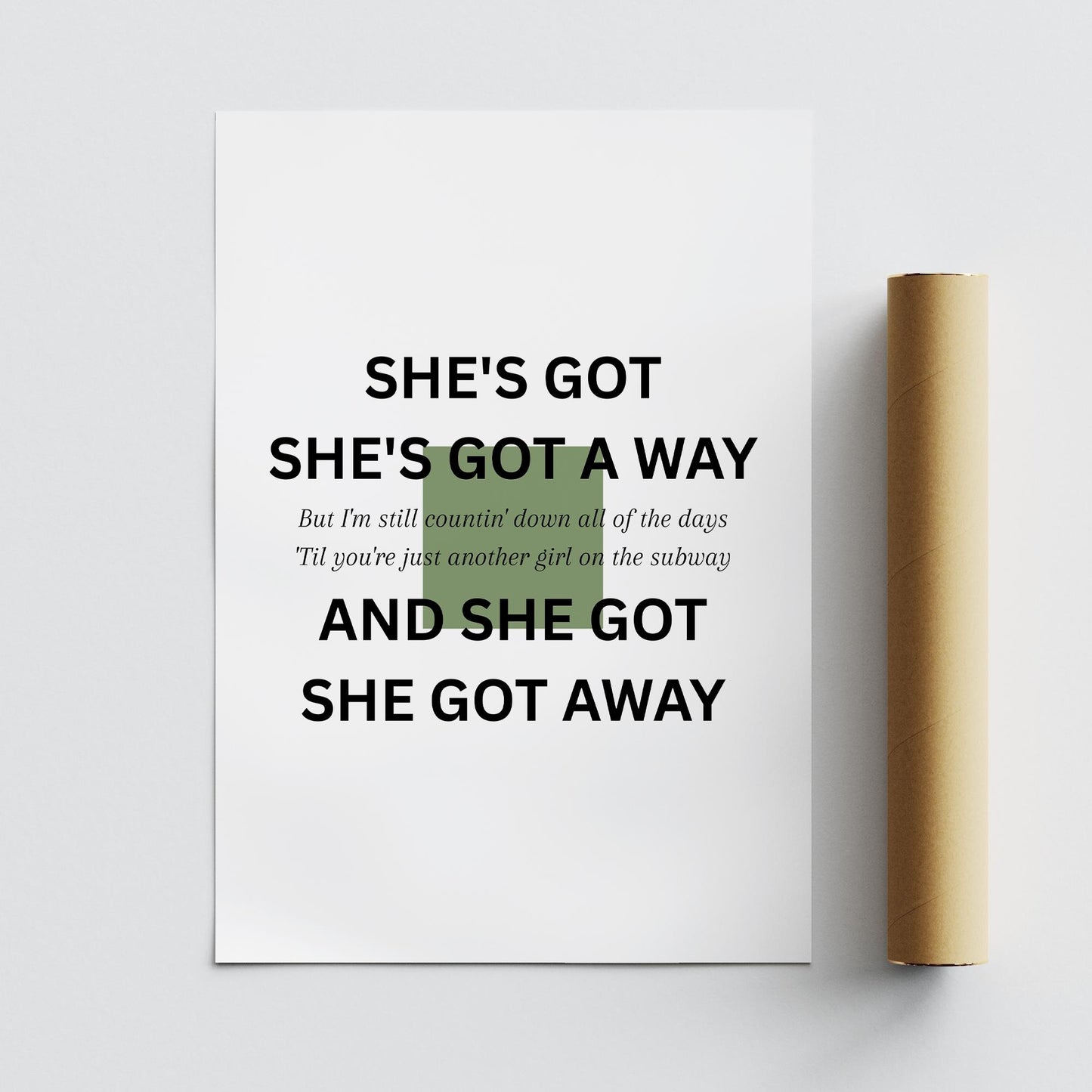 Minimal Lyric-Inspired "She Got Away" Art Print | Modern Typography Music Poster | Contemporary Wall Art | Simplistic Music Home Decor