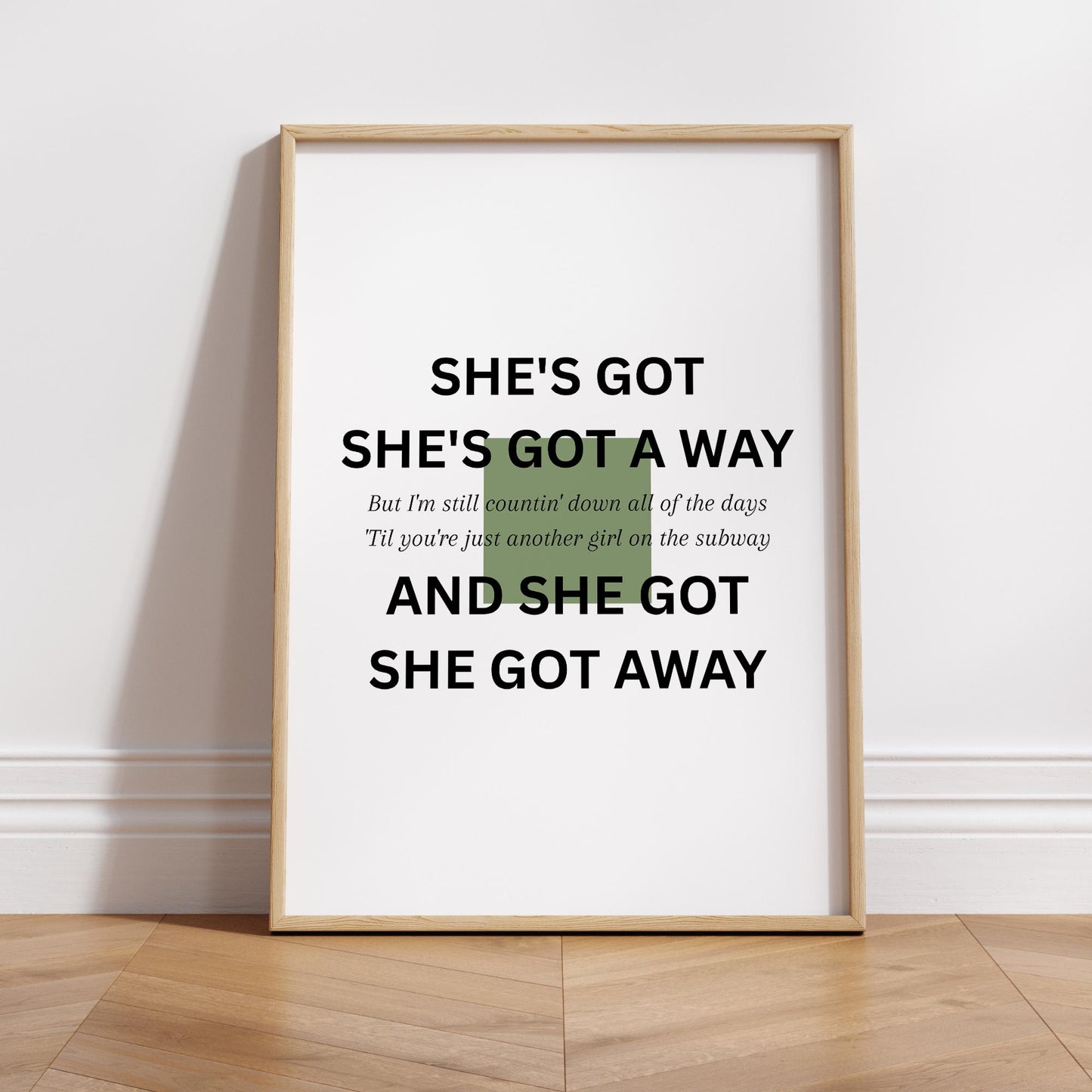 Minimal Lyric-Inspired "She Got Away" Art Print | Modern Typography Music Poster | Contemporary Wall Art | Simplistic Music Home Decor