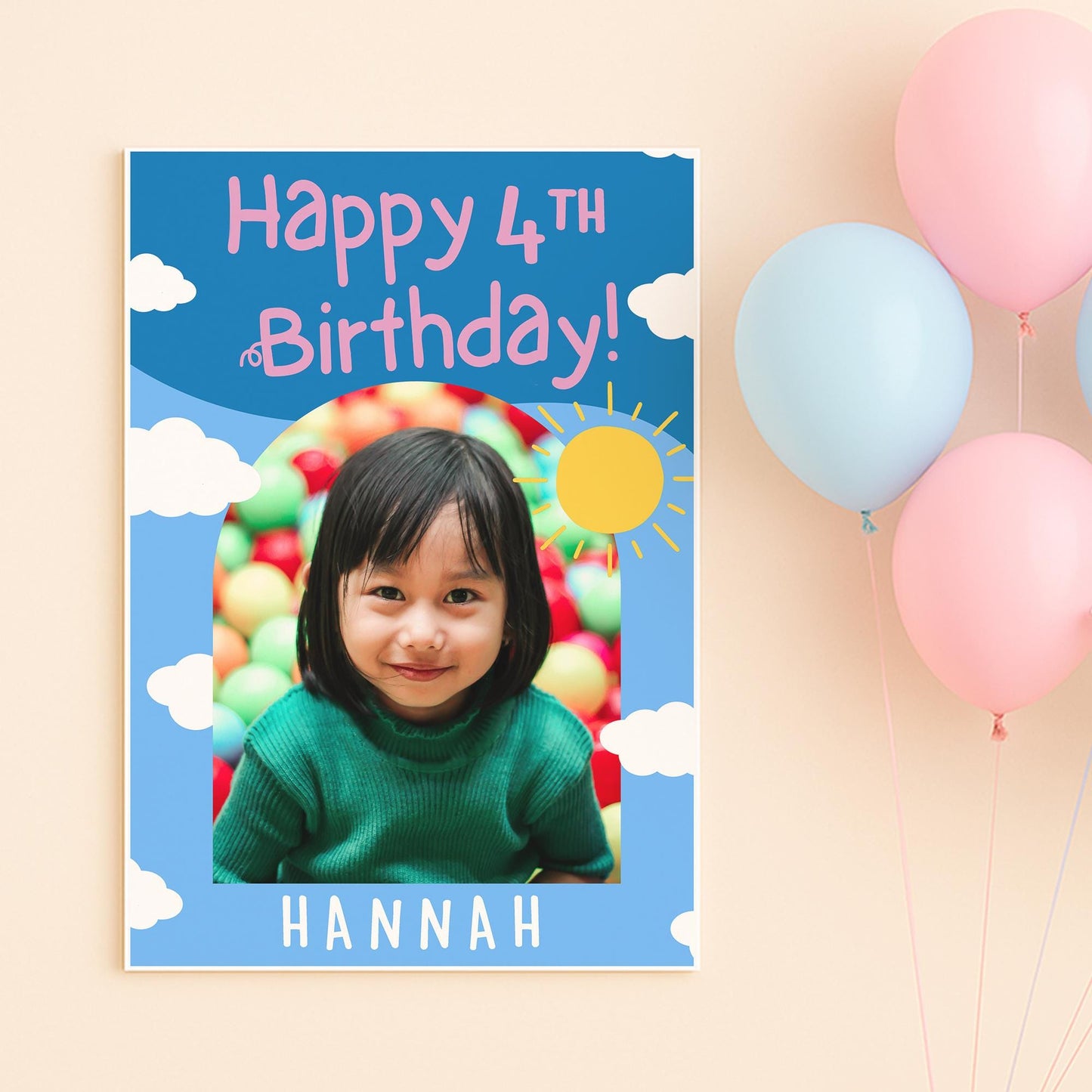Personalised  Little Pig Birthday Banner: Custom Photo Poster with Name - Cartoon TV Show-Inspired Birthday Party decor for Young Kids