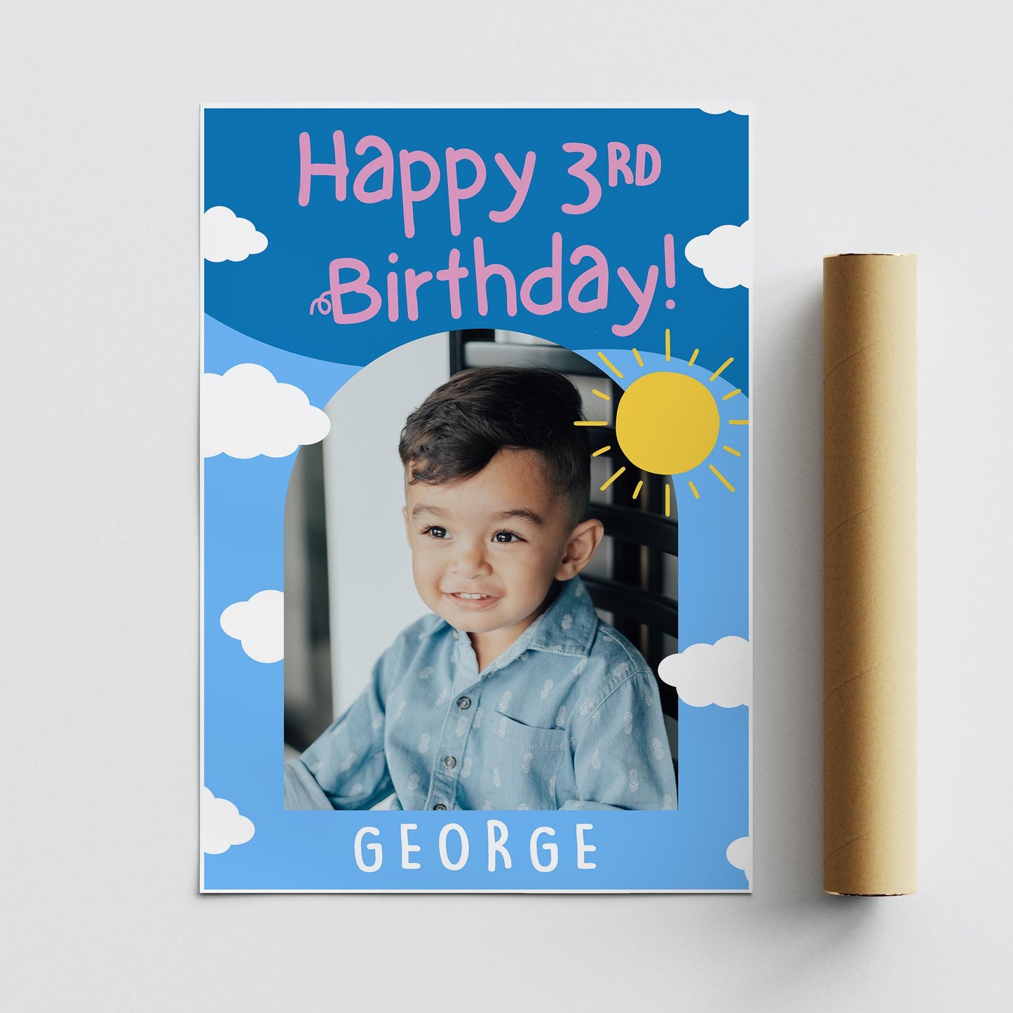 Personalised  Little Pig Birthday Banner: Custom Photo Poster with Name - Cartoon TV Show-Inspired Birthday Party decor for Young Kids