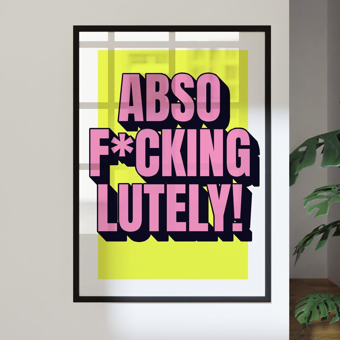 Abso-F*cking-Lutely Bold Neon Wall Art Poster Print  Funny Quote Typography Artwork Home Decor  Motivational Swear Word Gift