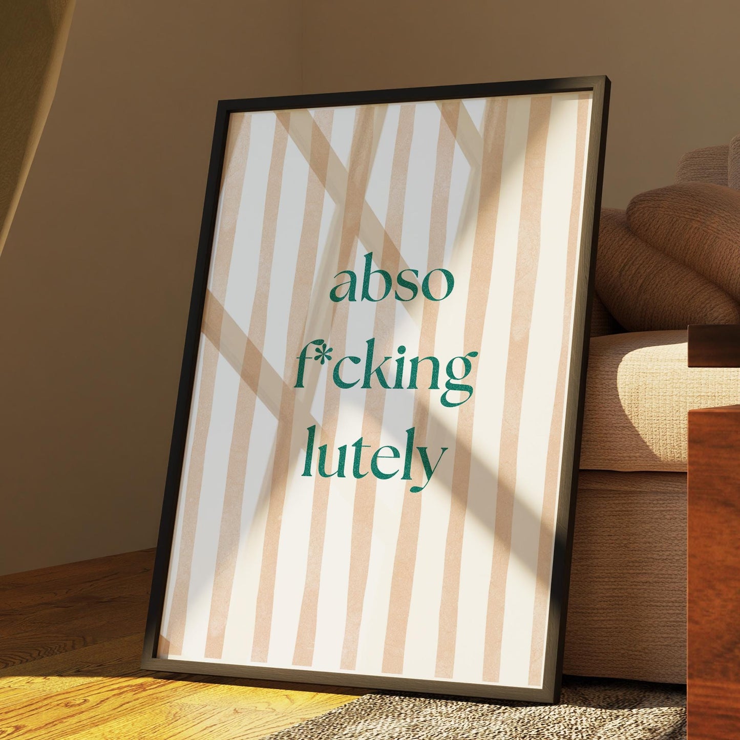 Abso-F*cking-Lutely Stripes Minimalist Poster  Typography Quote Wall Art  Funny Elegant Swear Print   Aesthetic Home Decor