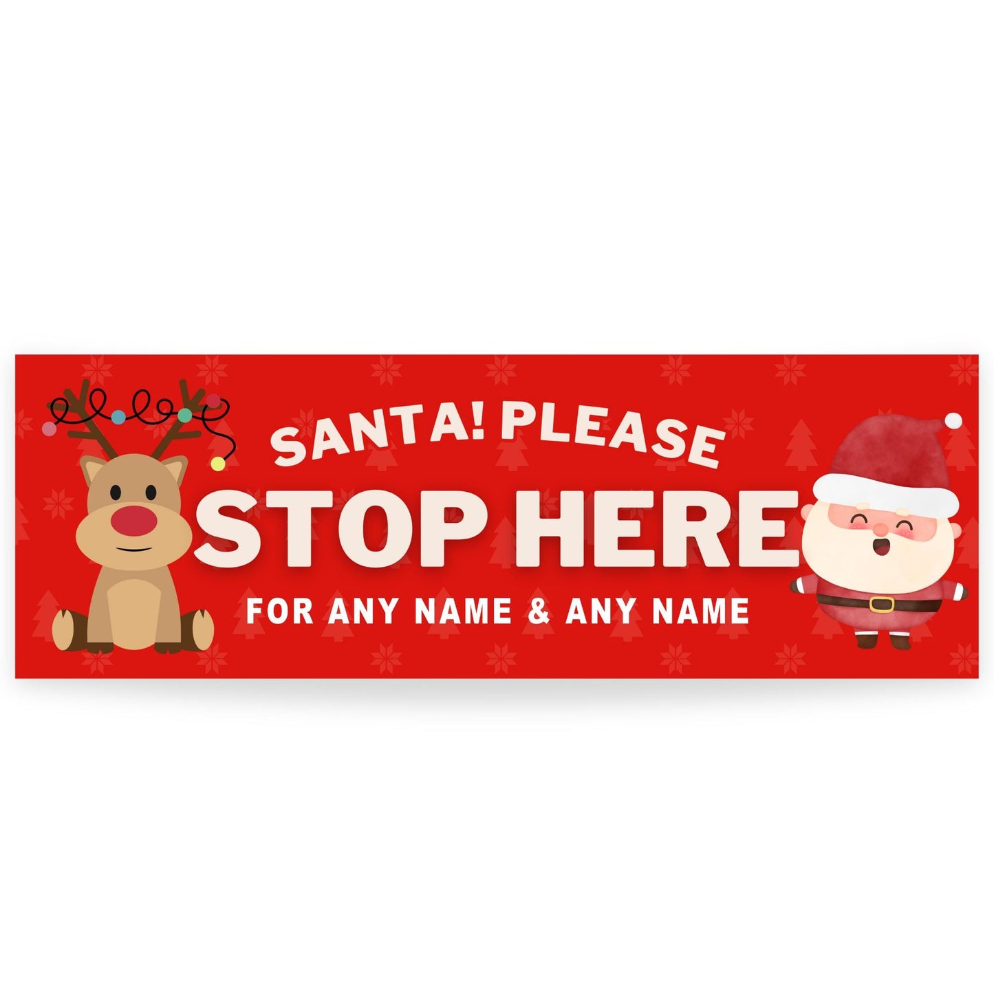 Personalised Santa Stop Here Banner  Reindeer & Santa Design  Custom Christmas Decoration for Young Kids  Up to 3 Names  Cute Xmas Gift