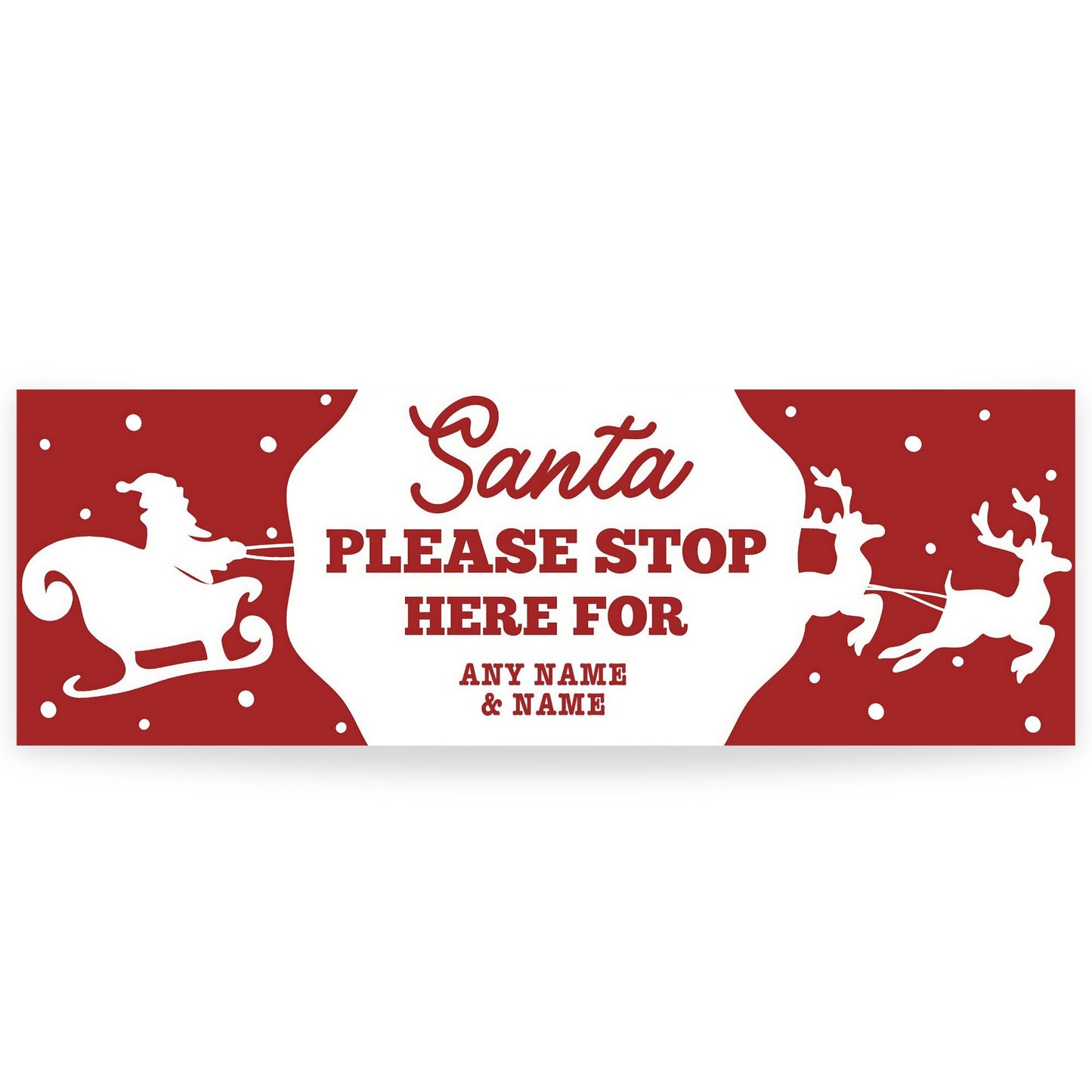 Santa Stop Here Sign Banner  Sleigh Silhouette  Personalised Xmas Decor  Custom Christmas Decoration for Young Kids  Up to 3 Names