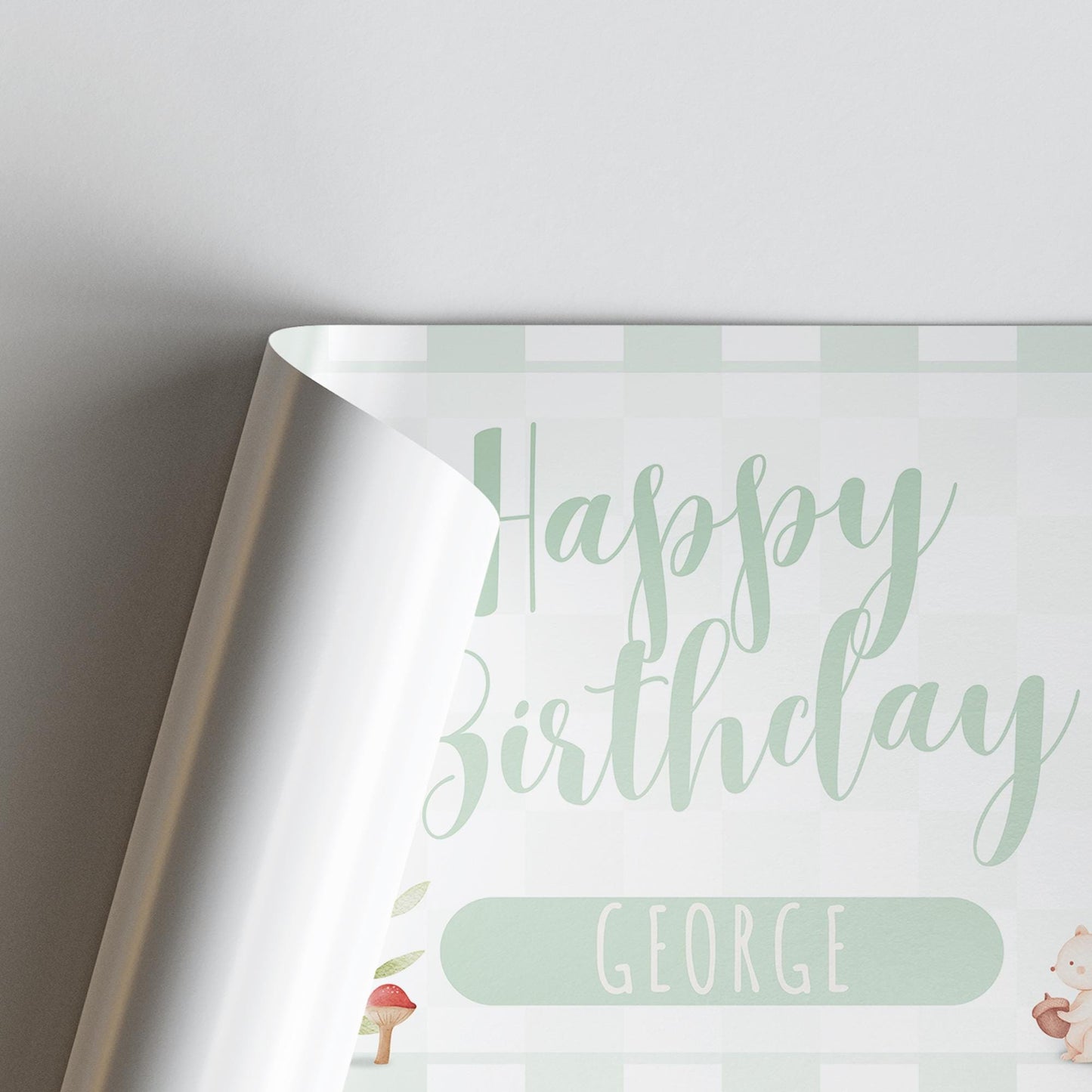 Personalised Woodland Birthday Banner  Custom Name & Photo Party Decoration | Boys and Girls Birthday Banner | Neutral Forest Animal Theme