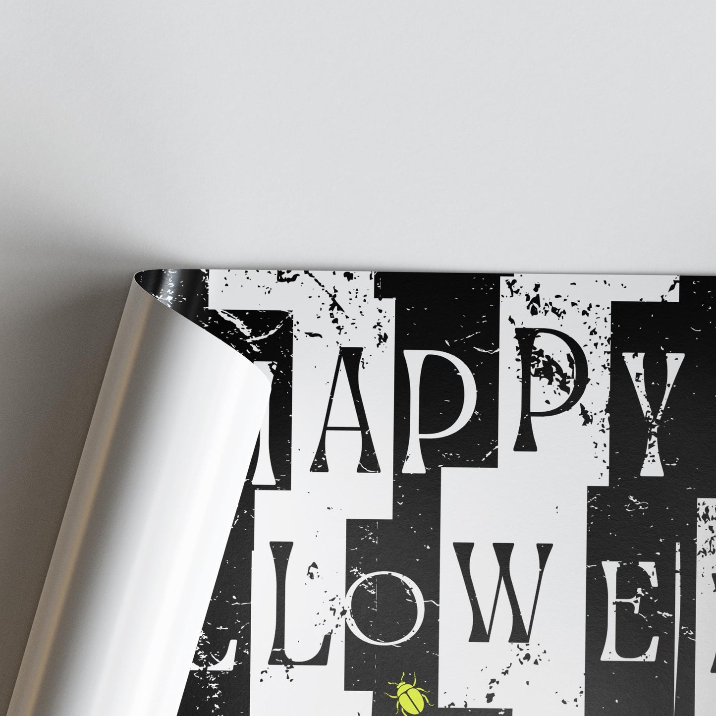 Happy Halloween Banner  Striped: Black & White Halloween Decor with Beetle Accents, Haunted House Party Decoration, Spooky Photo Backdrop