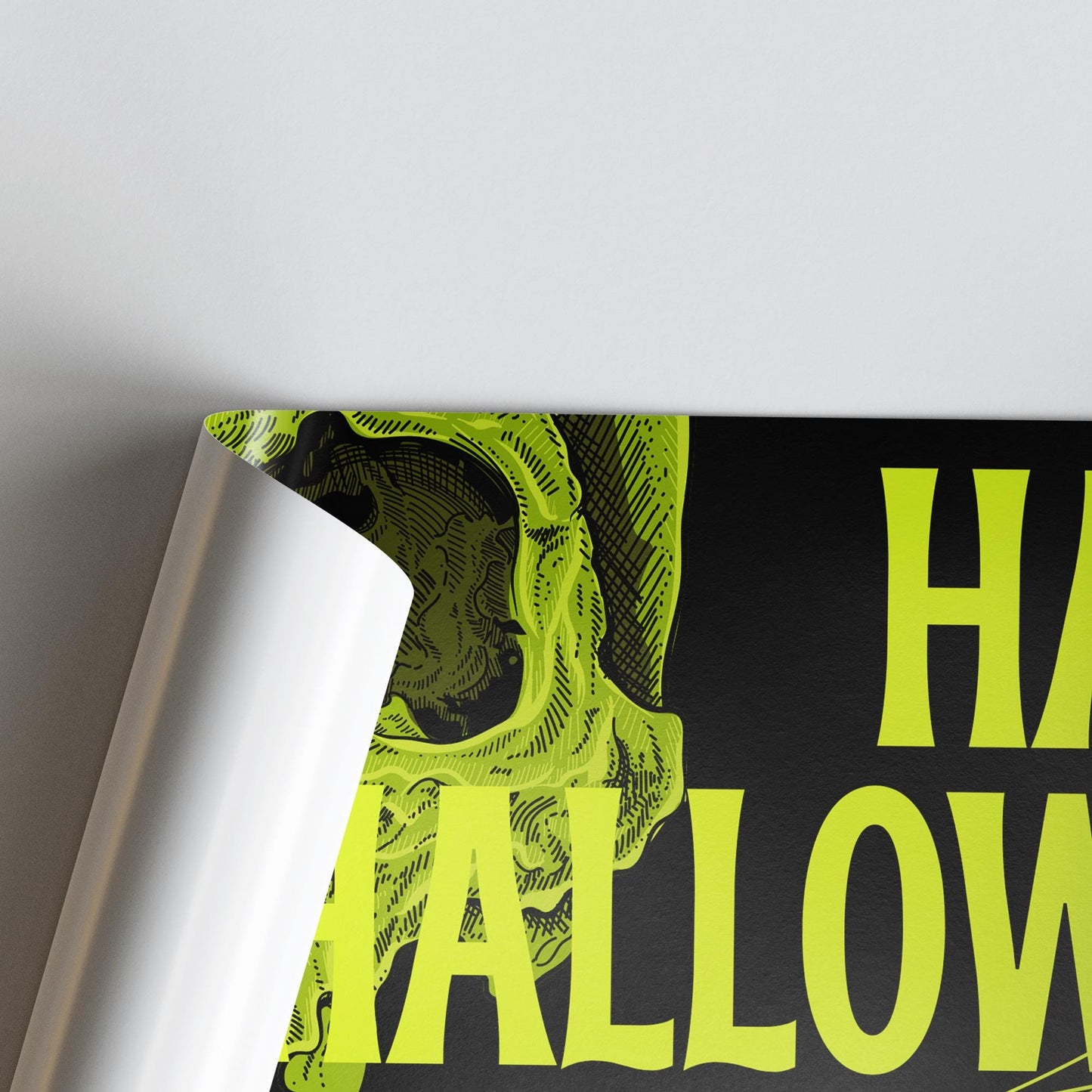 Happy Halloween Banner  Green Skull: Halloween Decor, Haunted House Party Decoration, Spooky Photo Backdrop, Horror Themed Sign