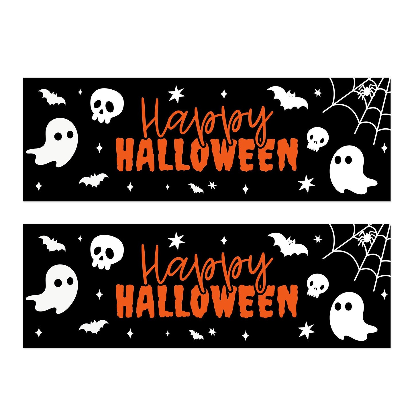 Happy Halloween Banner  Ghost & Skull: Reusable Halloween Decor, Haunted House Party Decoration, Spooky Photo Backdrop, Seasonal Decor