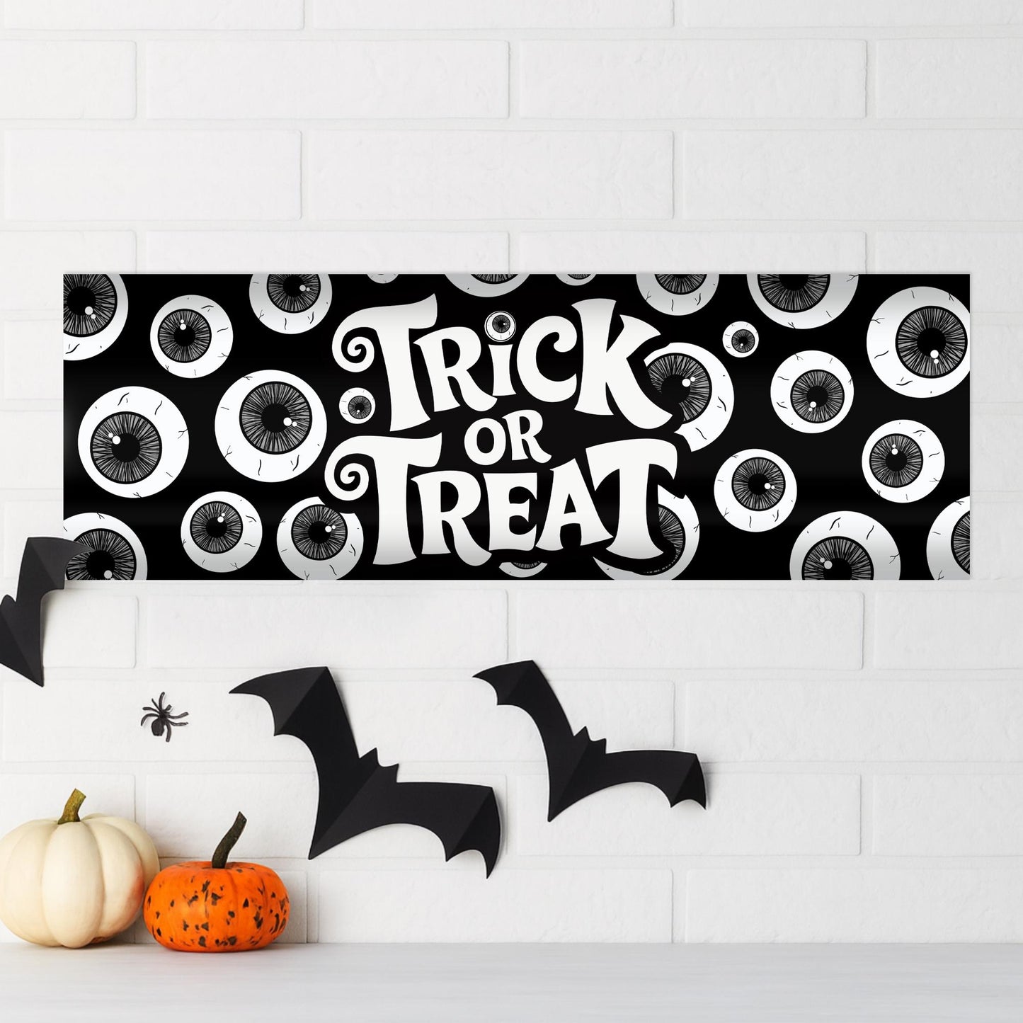 Halloween Trick or Treat Banner  Eyeball Creepy Design  Halloween Party Decoration   Photo Backdrop  Seasonal Decor Trick or Treat Sign