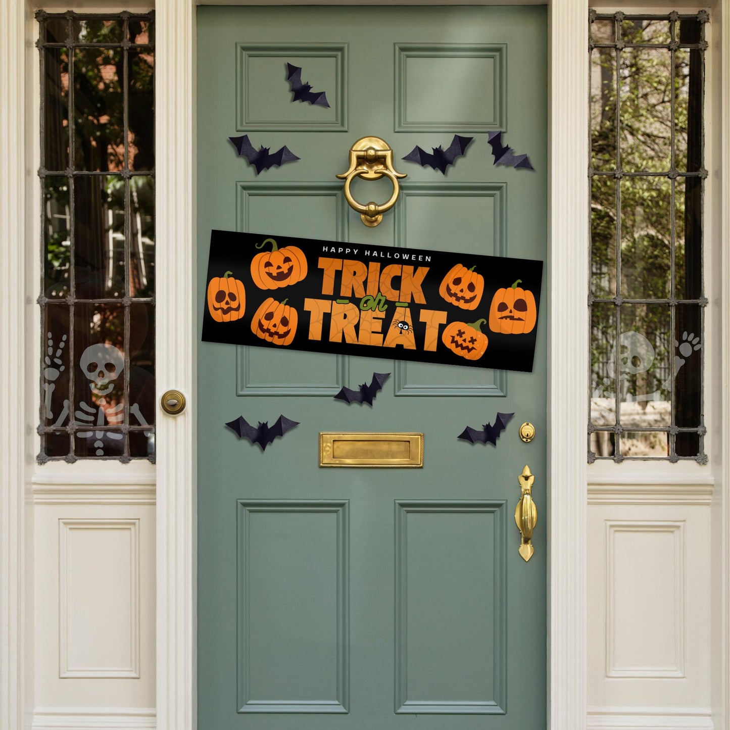 Halloween Trick or Treat Banner  Fun Pumpkin Design  Halloween Party Decoration   Photo Backdrop  Seasonal Decor  Trick or Treat Sign